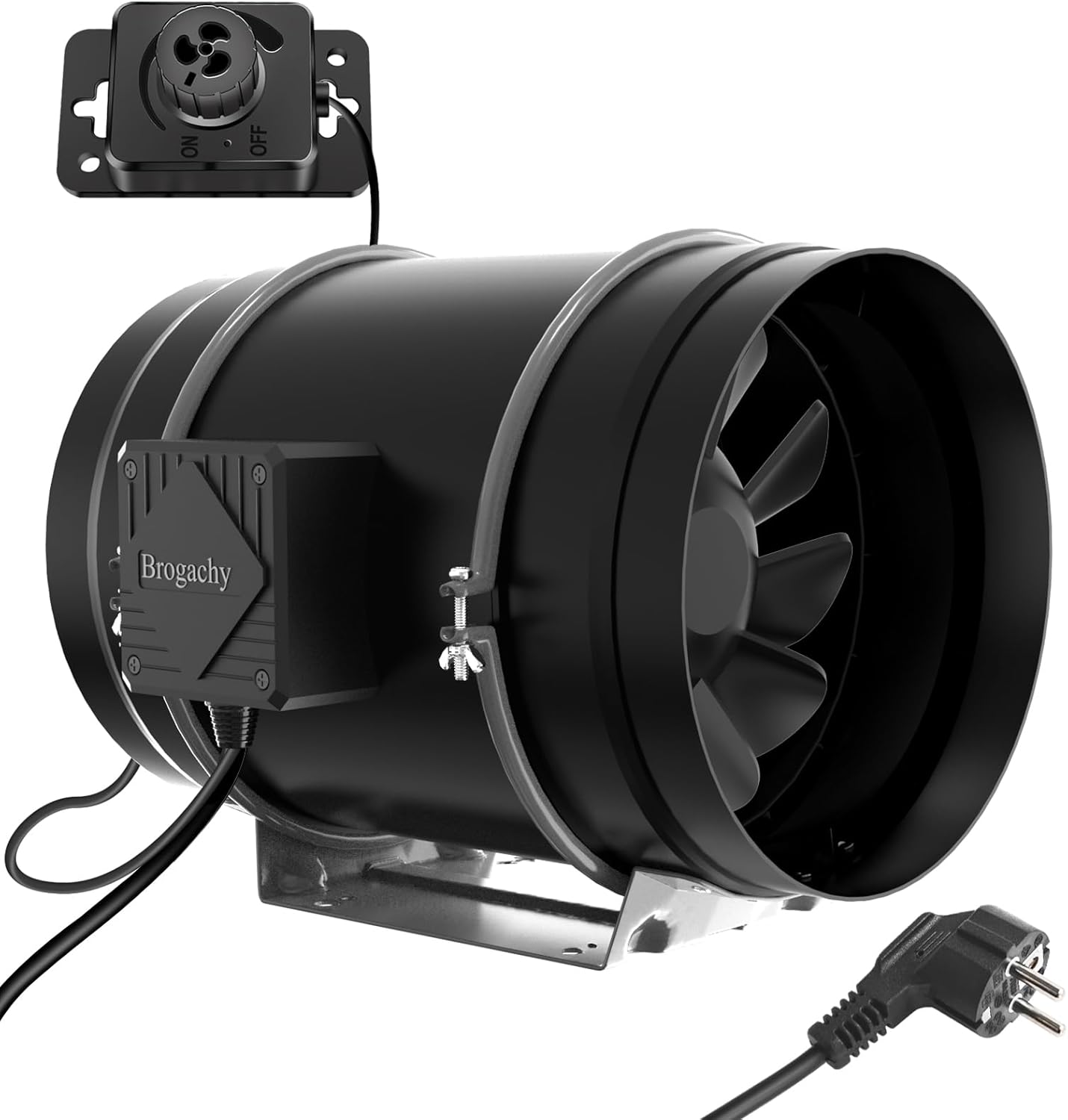 200mm Regelbar Rohrventilator, Abluftventilator 3000 RPM,mit Dreiphasiger EC Motor, für Heizung, Kühlung,Booster, Wachstumszelte, Hydrokulturen, Heimgebrauch, Belüftung.