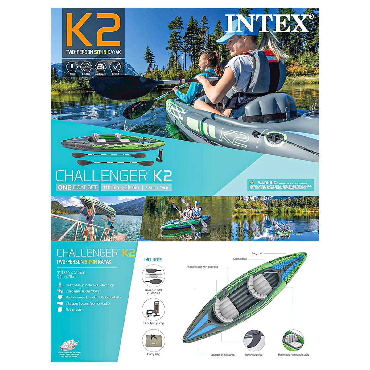 Intex Opblaasbare Challenger K2 Kajak
