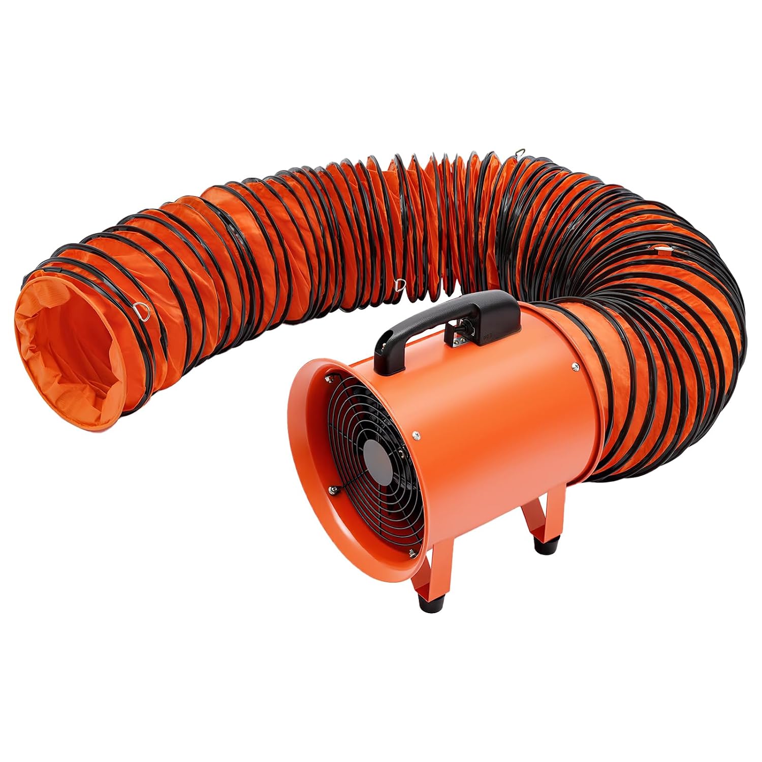 Axialgebläse Industrieventilator, Tragbare Bauventilator Baugebläse 2580 m³/h, ø250mm Axialventilator Lüftergebläse mit 10m PVC Schlauch, Axial Rohrgebläse Rohrventilator Ventilator 2580 m³/h