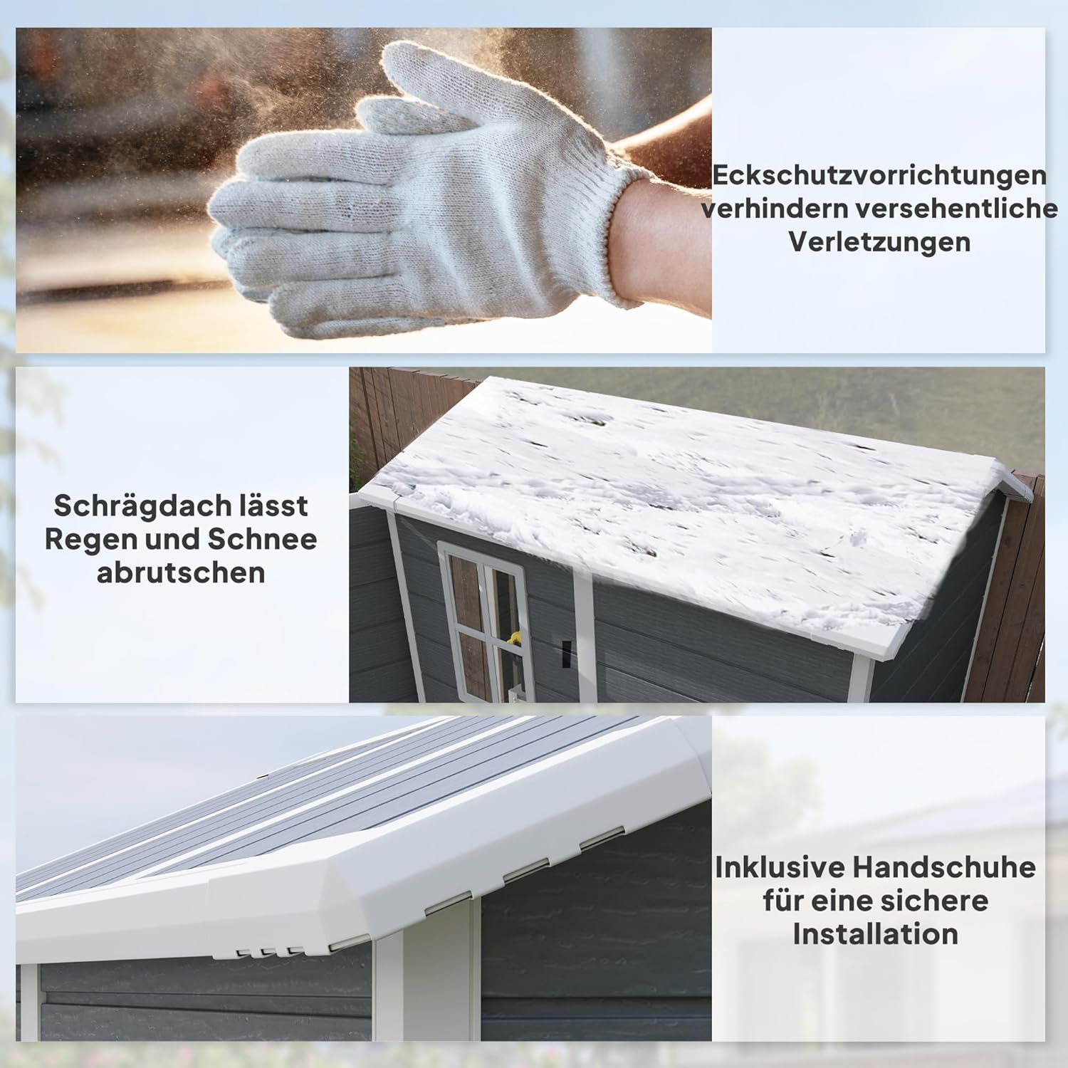 Outsunny Gerätehaus 2,1m², Wasserdicht Gartenhaus mit Boden Pultdach, 131x186x198/172 cm, Geräteschuppen mit Abschließbar Tür, Fenster Fahrradgarage aus Kunststoff, für Hinterhof, Garten, Grau
