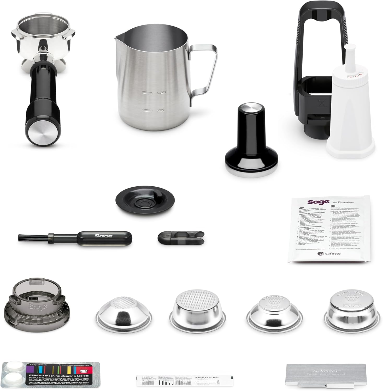 Sage - The Barista Touch - Kaffeemaschine mit automatischem Milchaufschäumer & integriertem Mahlwerk - Touchscreen, abnehmbarer Tamper, 5 Voreinstellungen - Siebträgermaschine - Gebürsteter Edelstahl