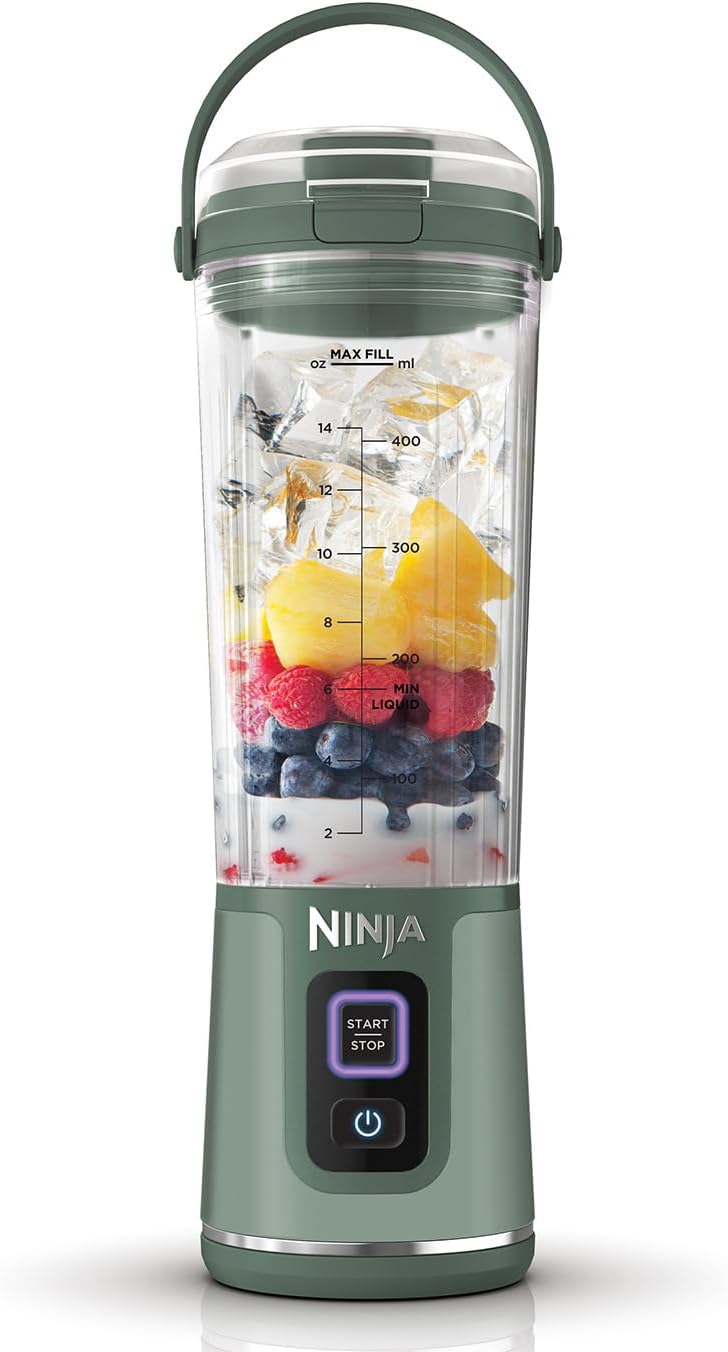 Ninja Blast Tragbarer Mixer / Blender / Smoothie Maker, 530ml Becher, Auslaufsicherer Deckel, Leistungsstarker Mini Standmixer, Kabellos & Wiederaufladbar, Zerkleinert Eis & Obst, Schwarz, BC151EUBK