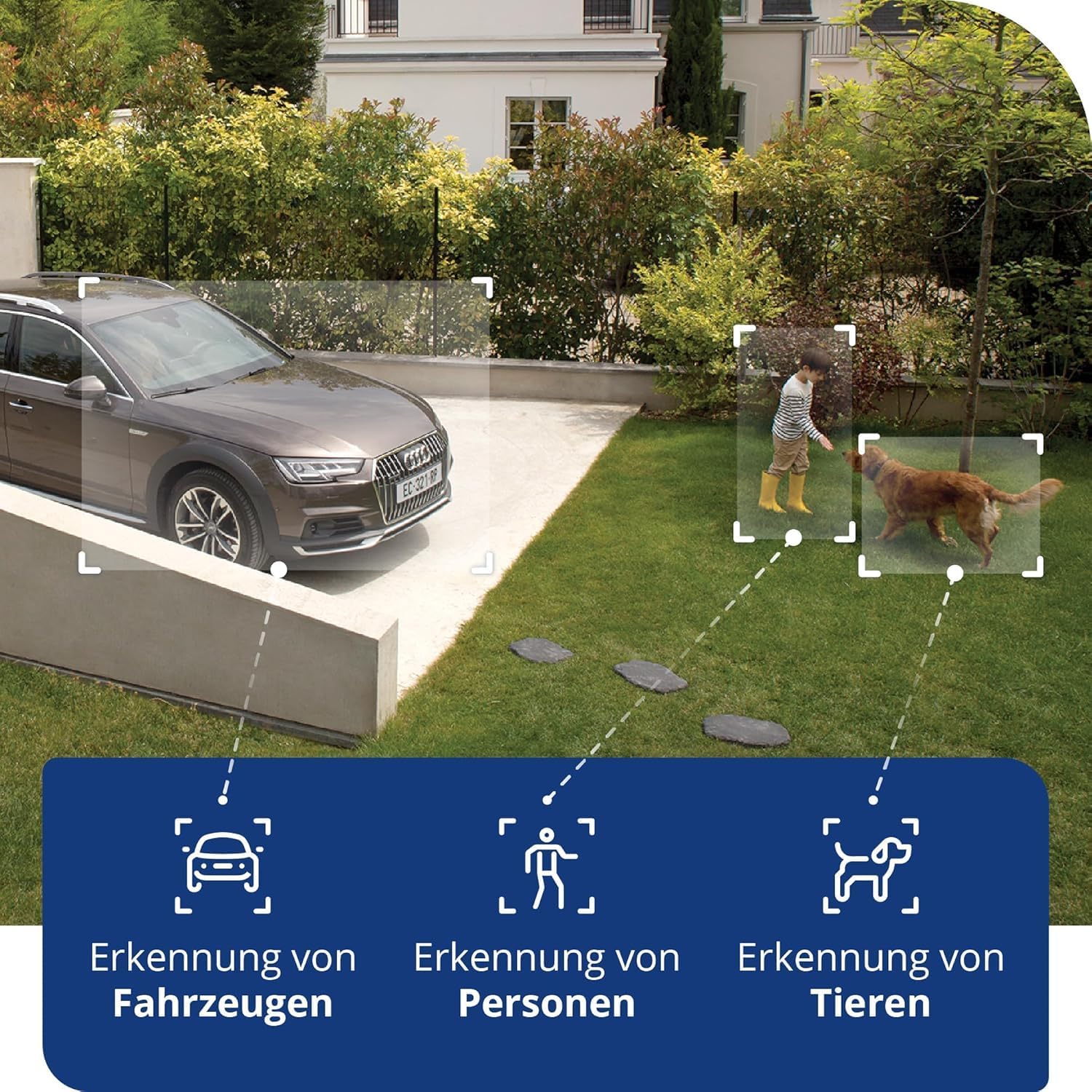 Netatmo AMZ Smarte Überwachungskamera für den Außenbereich mit 105 dB-Sirene, WLAN, Integrierte Beleuchtung, Bewegungserkennung, Nachtsicht, Ohne Abonnement, NOC-S-AMZ, 1080p