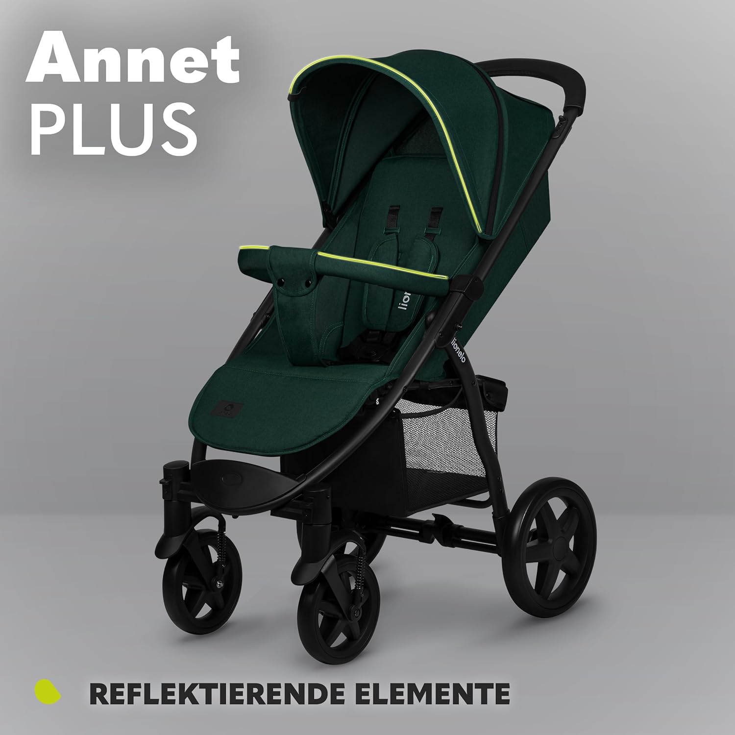 LIONELO Annet Plus Buggy bis 22 kg mit Liegefunktion, Kinderwagen klein zusammenklappbar mit Zubehör, Eva-Schaum-Räder, Moskitonetz, Fußdecke Getränkehalter, Korb