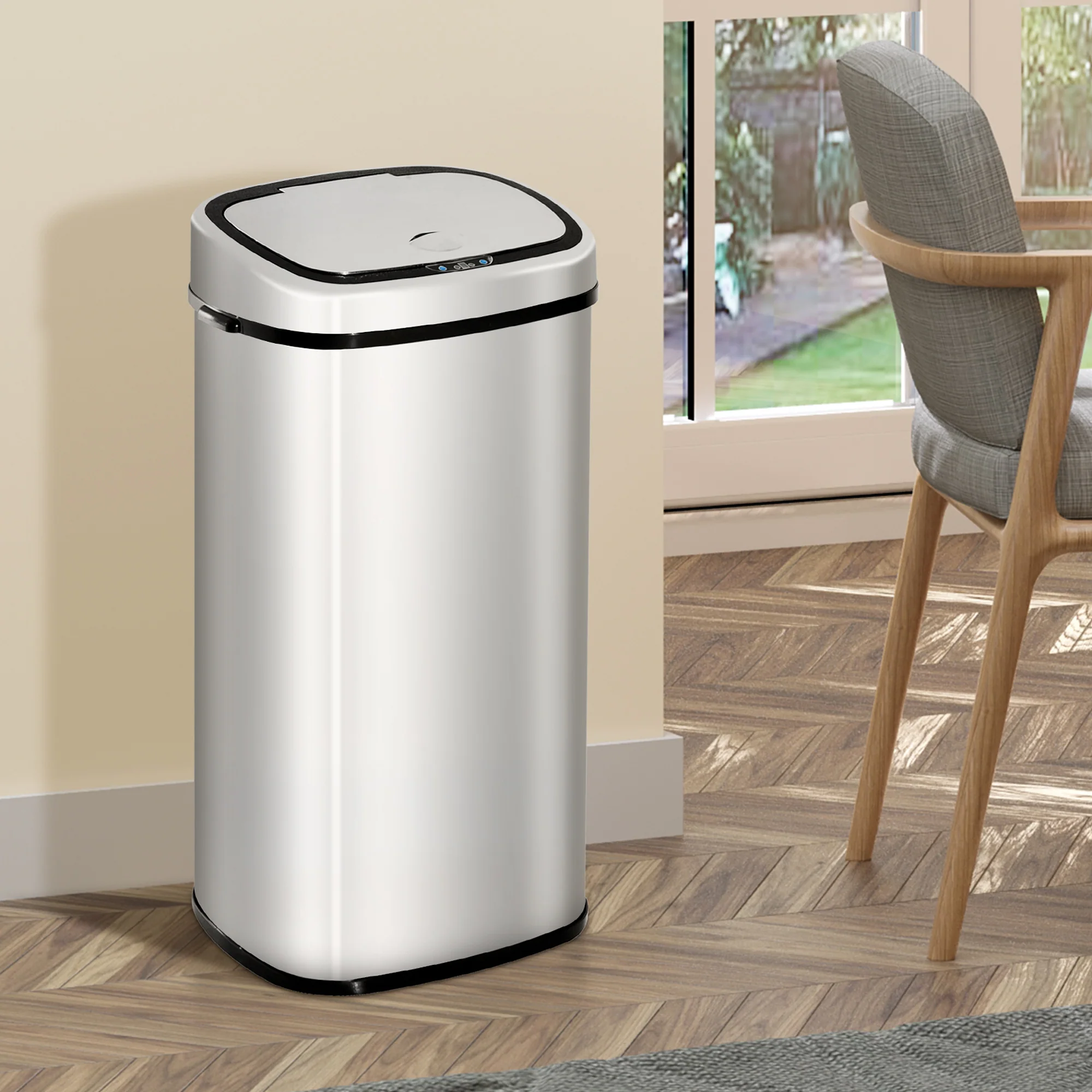 HOMCOM Automatik Mülleimer mit Sensor Abfalleimer Edelstahl