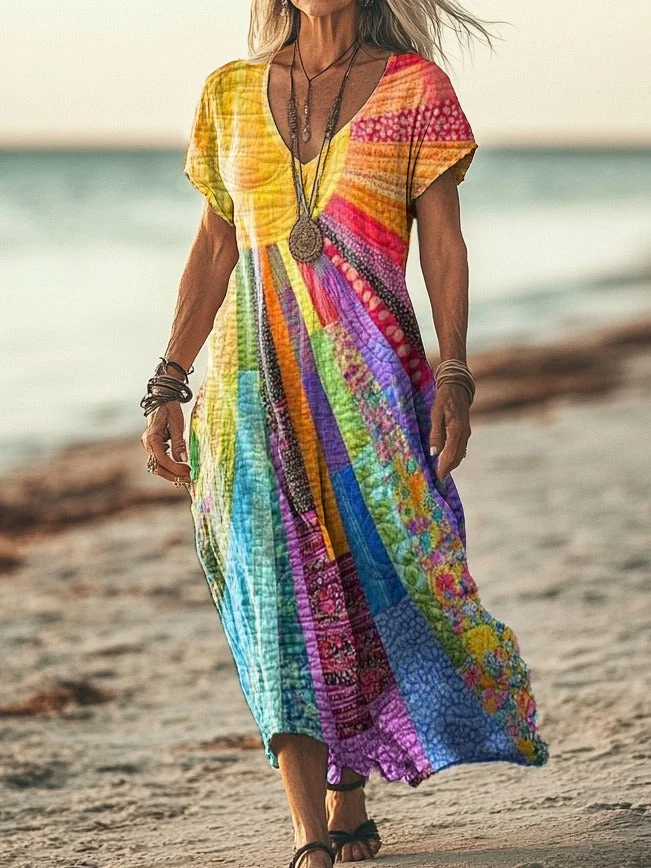 Bohemian Sonnen-Design Kleid