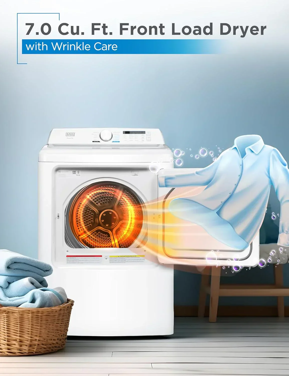 Compact Clothes Dryer 1.5 Cu. Ft. 850W Electric Dryer 120V Vented Dryer Stainless Steel Drum