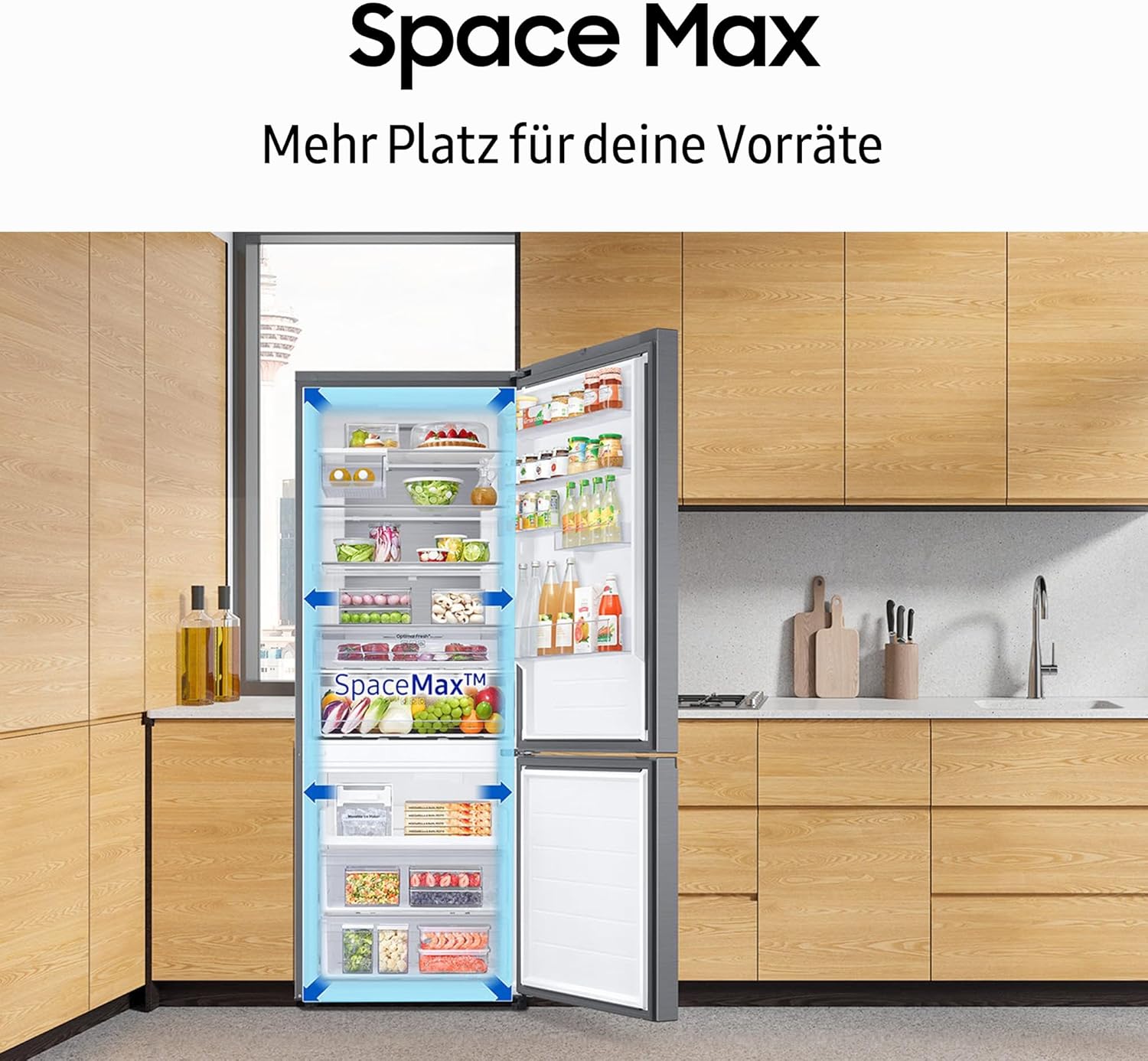 RL38T607BB1/EF Kühl-Gefrierkombination, 203 cm, 387 l, Kühlschrank mit Gefrierfach, Twin Cooling+, No Frost+, SpaceMax, Optimal Fresh+, Humidity Fresh, Premium Black Steel