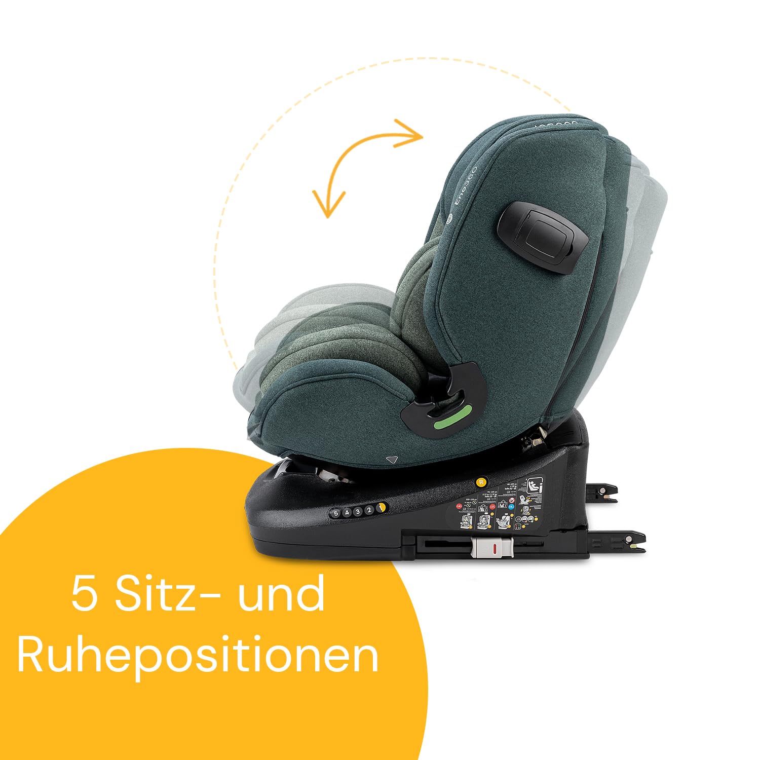 Osann Eno360 i-Size, drehbarer Kindersitz 40-150 cm, Reboarder mit Isofix, Baby Autositz – All Black