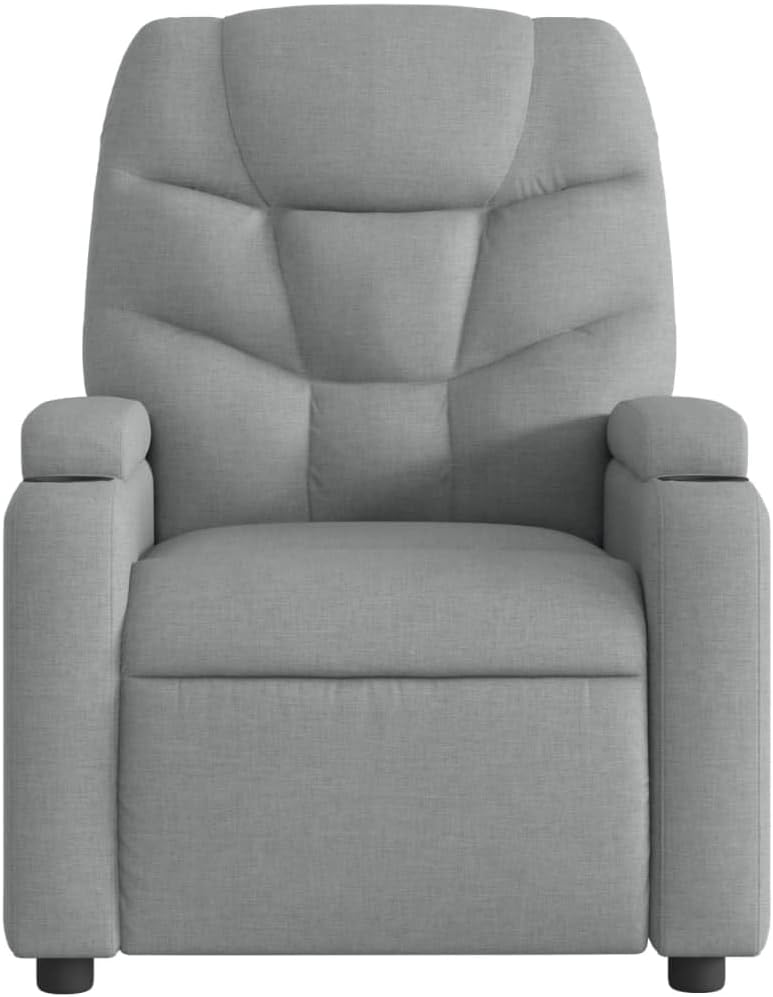 vidaXL Massagesessel, Sessel Verstellbare Rückenlehne, Fernsehsessel Relaxsessel mit Vibrationsfunktion, Liegesessel Polstersessel Ruhesessel, Hellgrau Stoff