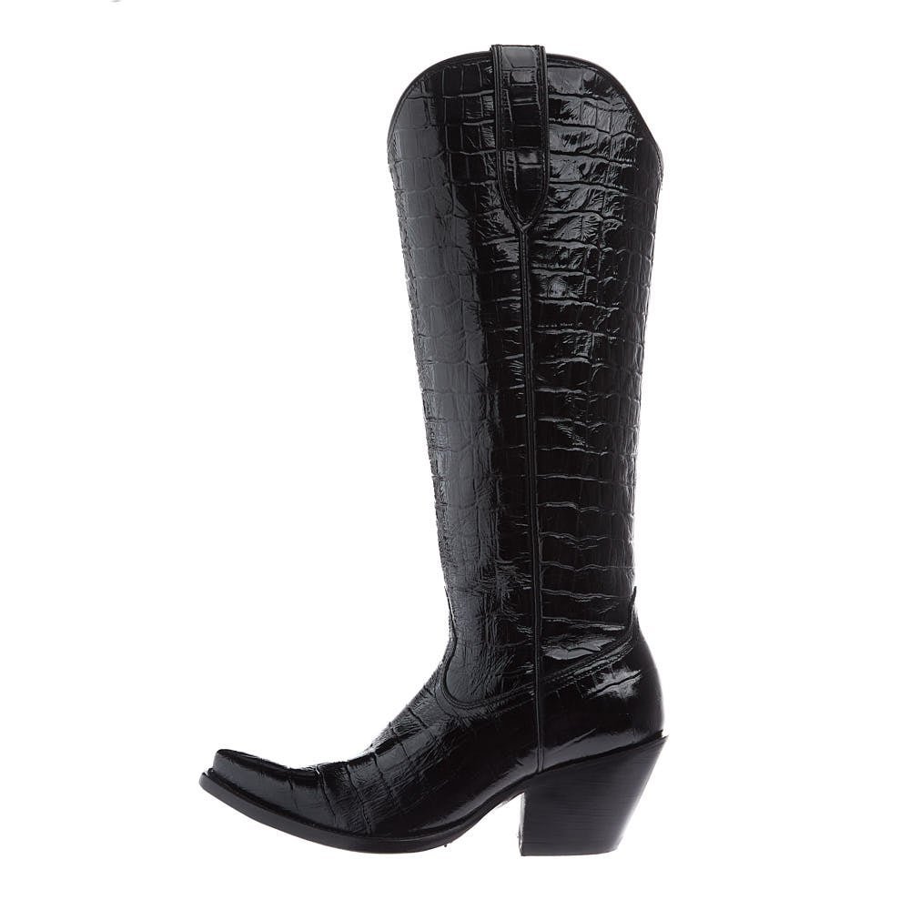Women’s ARIAT Casanova Black Patent Leather Crocodile Print Boot Black
