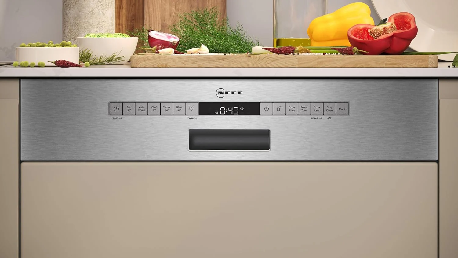 NEFF S157YCX03E, N 70, Smarte volledig ge?ntegreerde vaatwasser, 60 cm, Besteklade, Made in Germany, Zeolith-droging, bijzonder stille vaatwasser, in hoogte verstelbare bovenkorf, sterke sproeidruk
