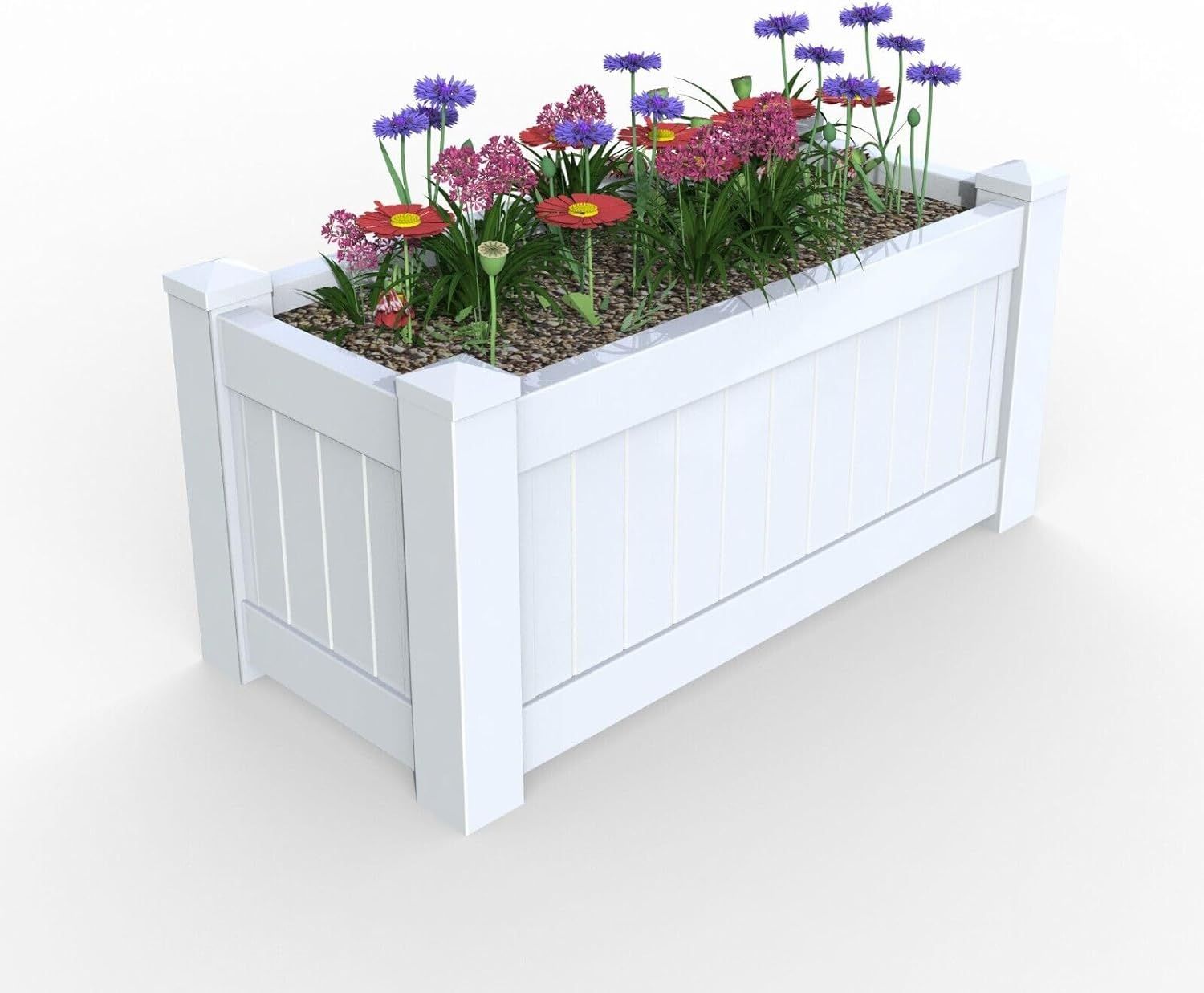 White Hamptons Rectangle PVC Planter Box with UV Protection