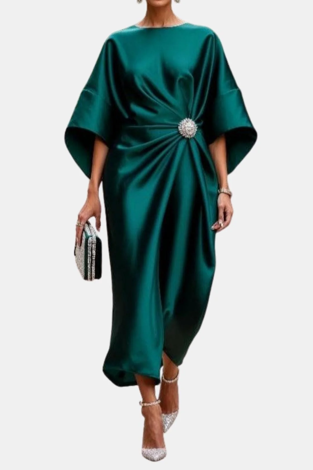 Maxikleid aus Satin mit weiten ?rmeln f��r Damen