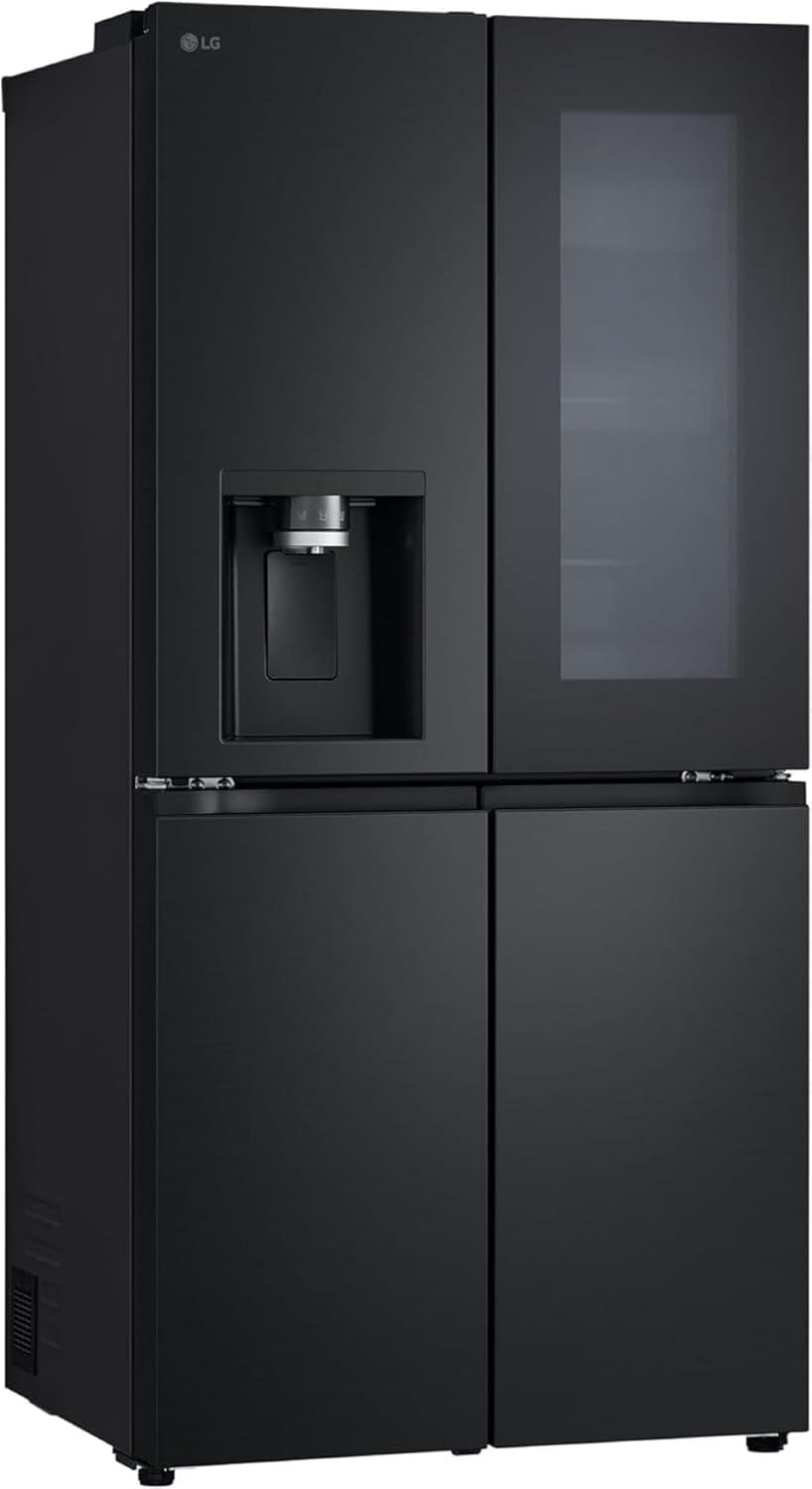 LG GMG861EPAE InstaView SLIM Multi-Door, Klasse E, 508 L, Kühlschrank mit Gefrierfach, Eis-, Crushed Ice- Wasserspender mit UVnano, Total NoFrost, Smart Inverter Kompressor, Wi-Fi, Farbe Matte Black