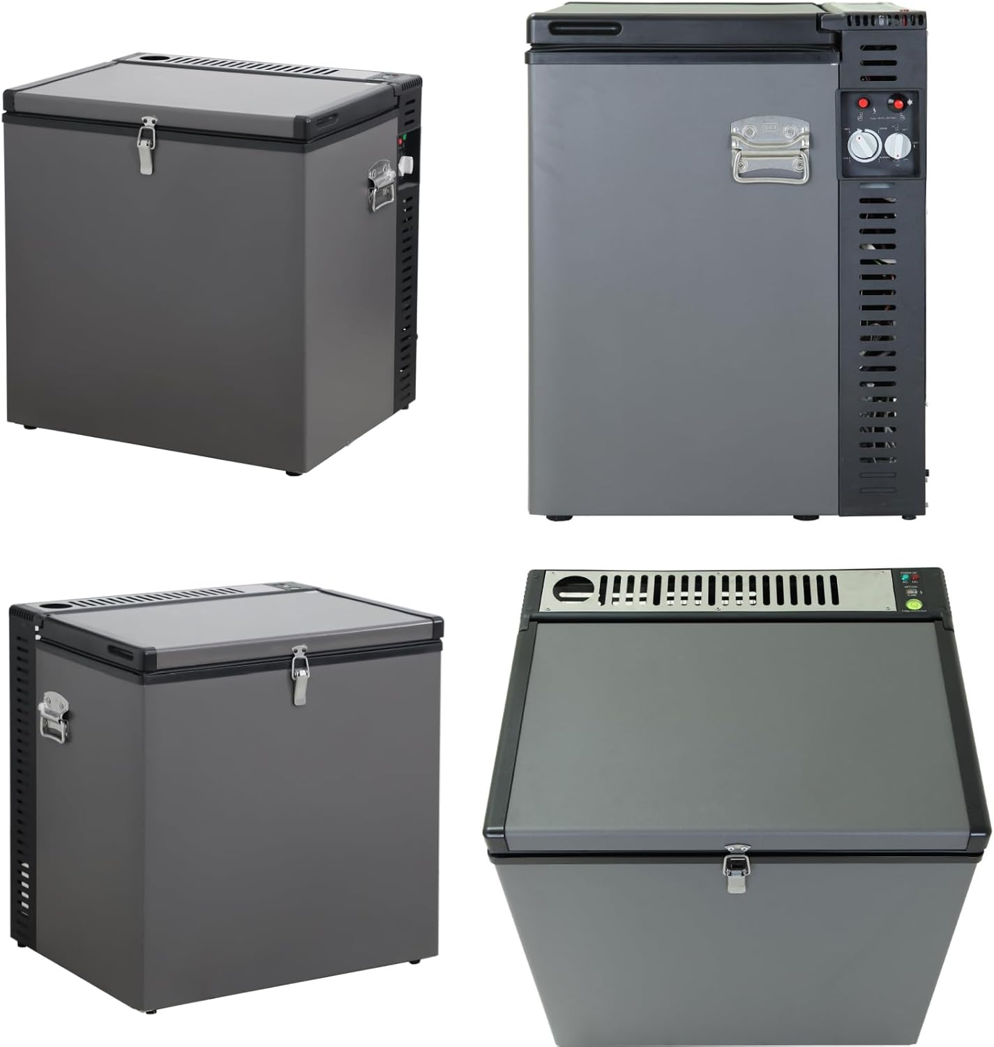 Smad Gas Gefrierfach, 70 l, Dreifach Gemischt, 12 V/230/LPG, Camping, Gas Gefrierschrank, geräuschlos, für Garage, Mobile, Reise, Schwarz