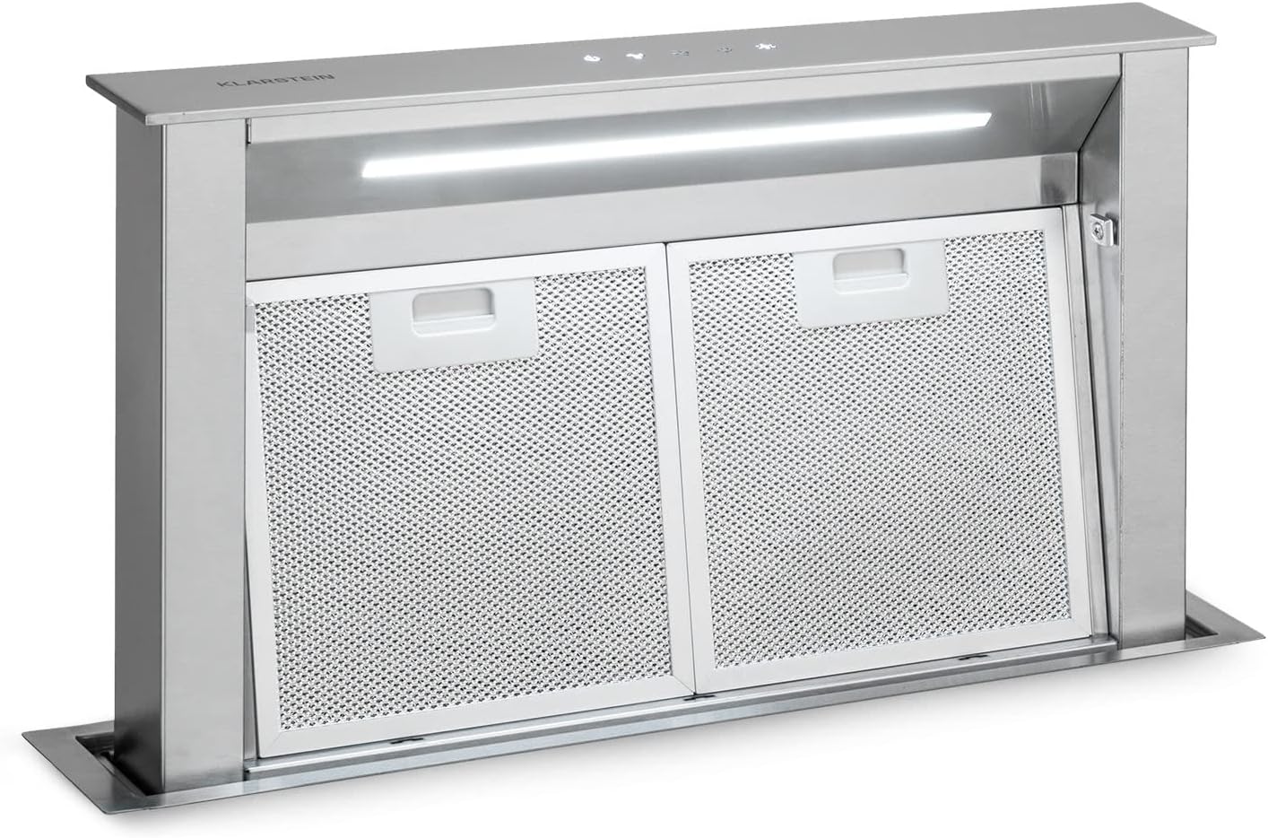 Klarstein Downdraft-Dunstabzugshaube, Versenkbare Abzugshaube, Leise Dunstabzugshauben mit Filter, Dunstabzugshaube 60cm, Umluft/Abluft Dunsthaube mit 10 Stufen, Dunstabzug 576 m³/h Luftstrom