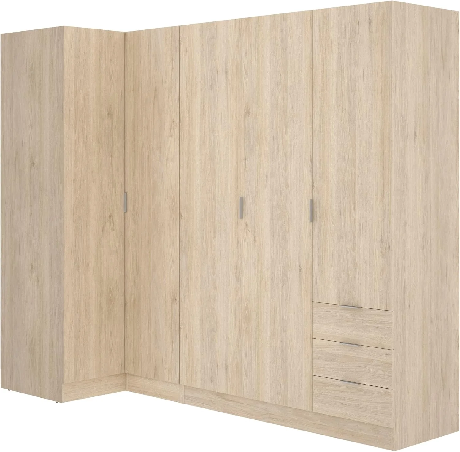 DEKIT GRUPO RIMOBEL Essen Armario de rincón con cajones - Roble Natural - 184 cm (Alto) x 91 cm (Ancho) x 214 cm (Prof.)
