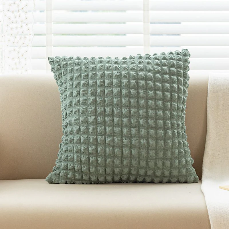 Green Cream-Style Grid Cushion