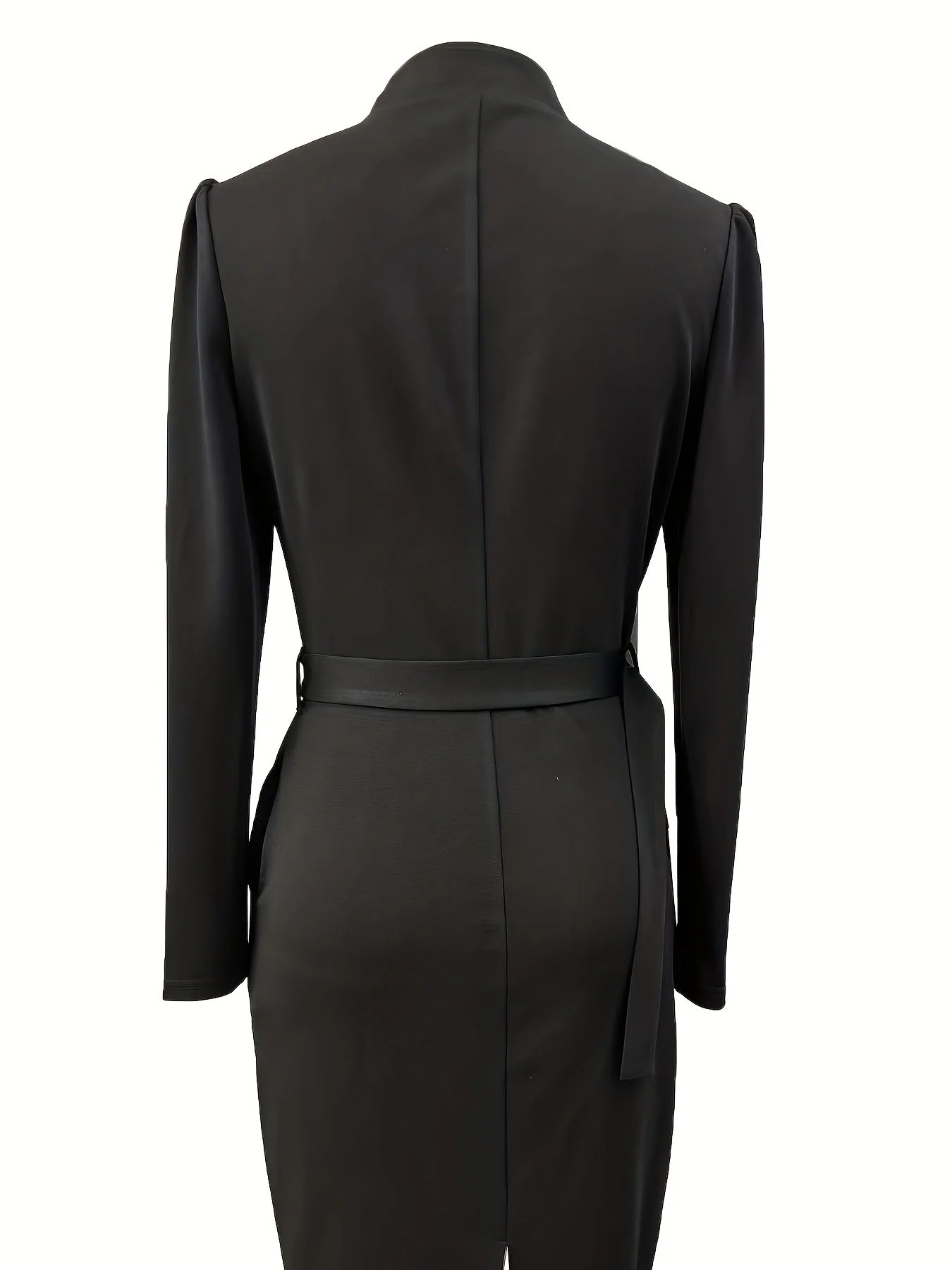 Midi-Kleid mit Wickelausschnitt und G��rtel mit quadratischer Schnalle