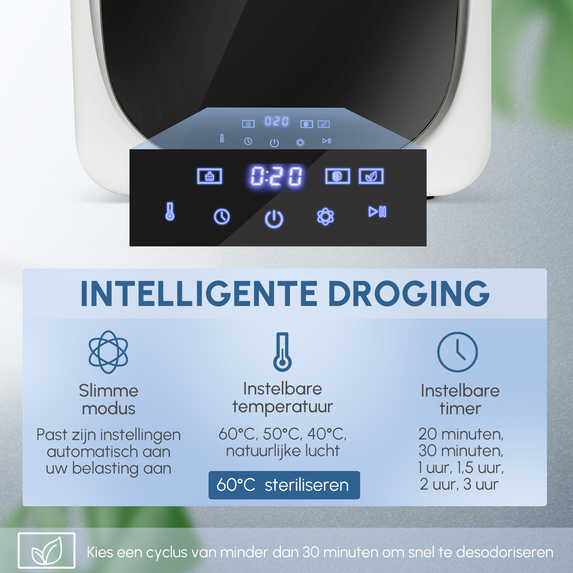 Wasdroger met UV-Desinfectie, Compact Ontwerp, 4 kg Capaciteit, Roestvrijstaal, Wit