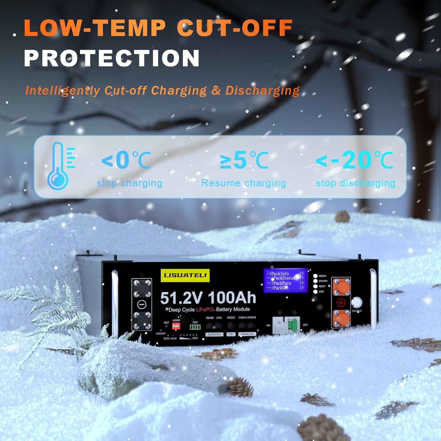48V 100Ah LiFePO4 Lithium Batterie mit 100A BMS, 5.12KWh 48V Lithiumbatterie Serverschrank Solarbatterie für Solaranlage Komplettset, Photovoltaikanlage,Wohnmobil, Energiespeicher