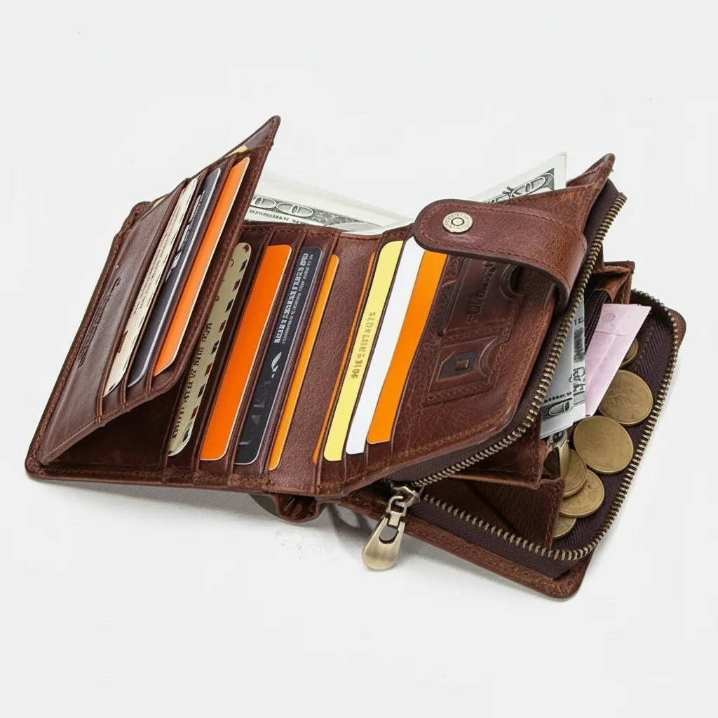 Personalized Genuine Leather Wallets Zipper Coin Purse