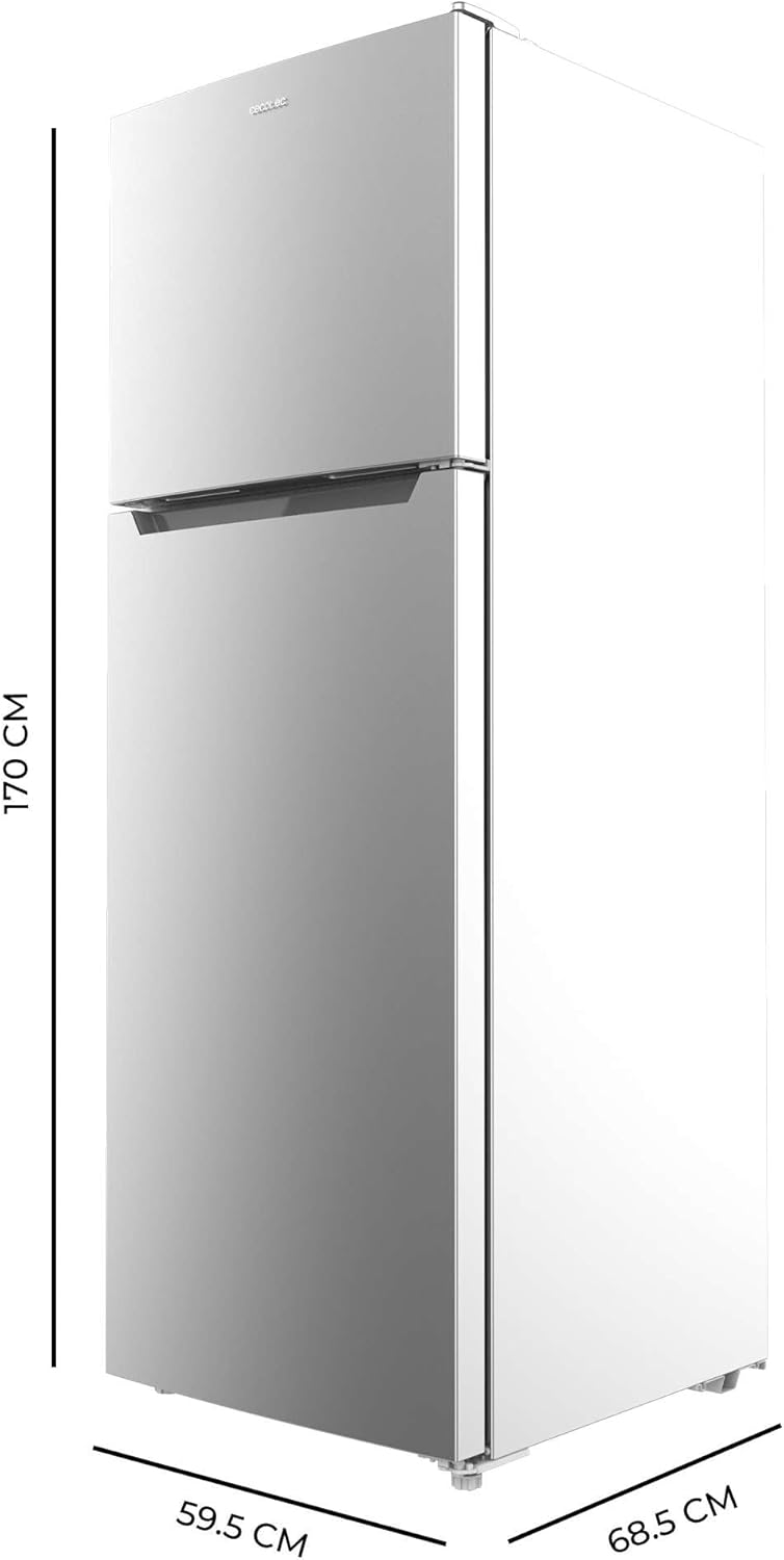 Cecotec Réfrigérateur à deux portes Bolero CoolMarket 2D 348 NF Inox E. Compresseur Inverter, 348L, NoFrost, classe E, design inox moderne, faible consommation d'énergie.