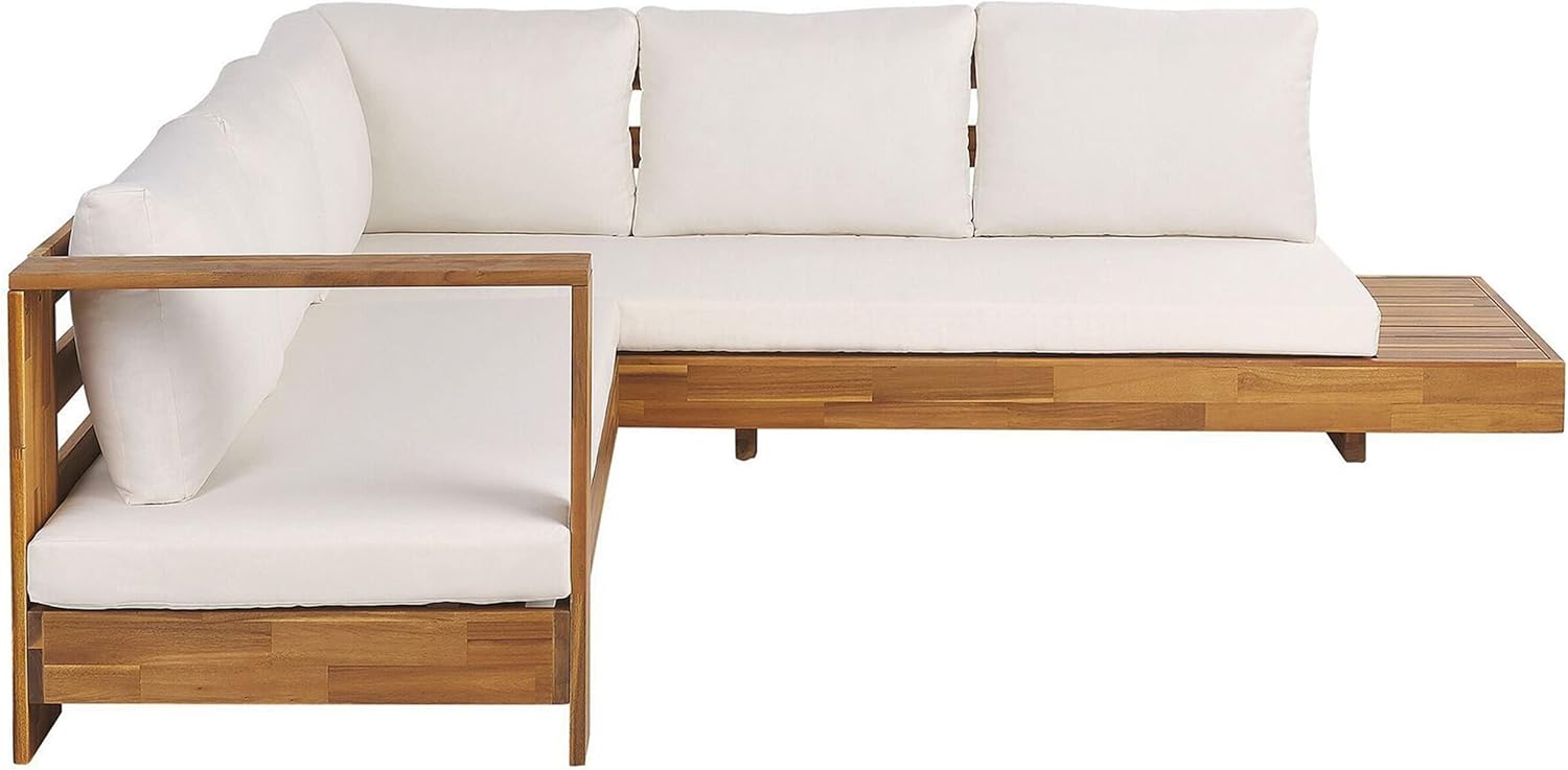 Beliani Lounge Set zertifiziertes Akazienholz braun 5-Sitzer Auflagen cremeweiß Marettimo