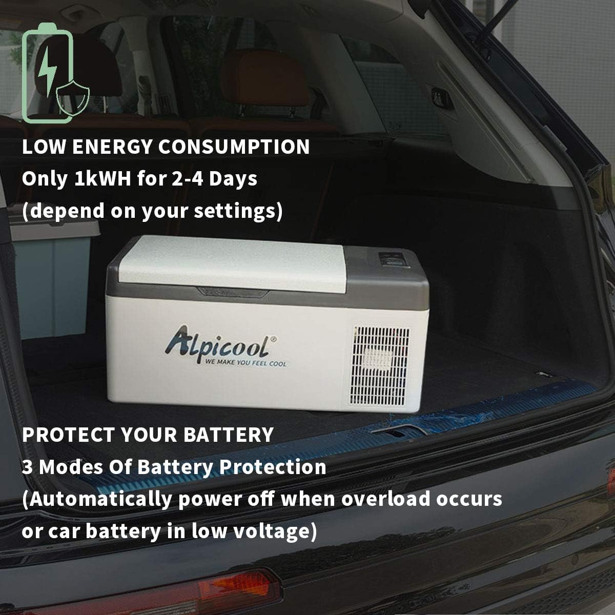 Alpicool C12 12L Cool Box 12 V Mini Fridge Electric Compressor Car Fridge Camping Freezer Box Small Portable for Car, Truck, Boat, RV with USB Connection