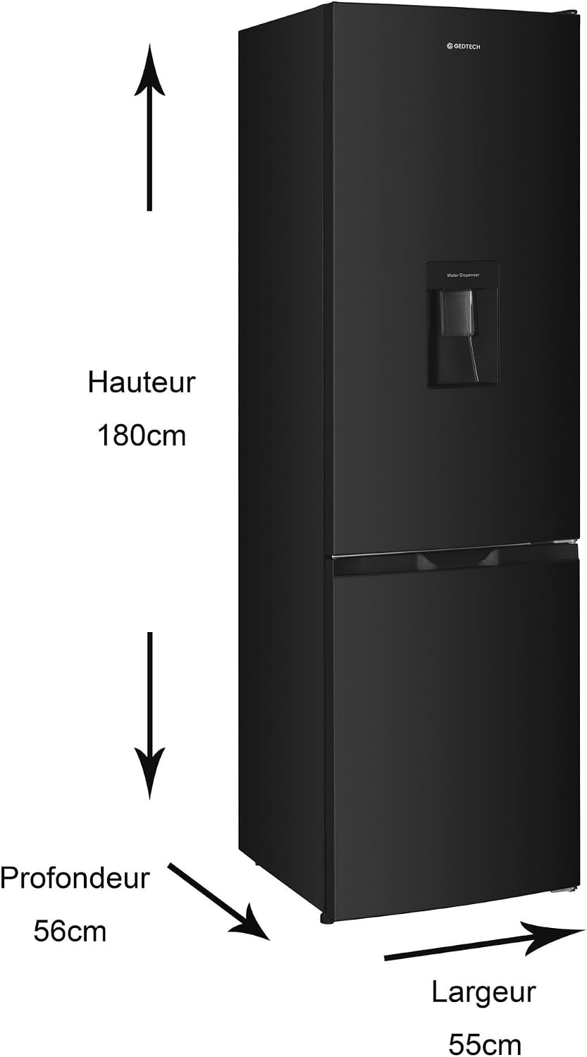 GEDTECH Refrigerateur combiné - congélateur bas - GCB262BL Noir - capacité 262L - Classe E