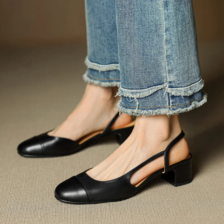 Slingback-Pumps aus echtem Leder f��r Damen