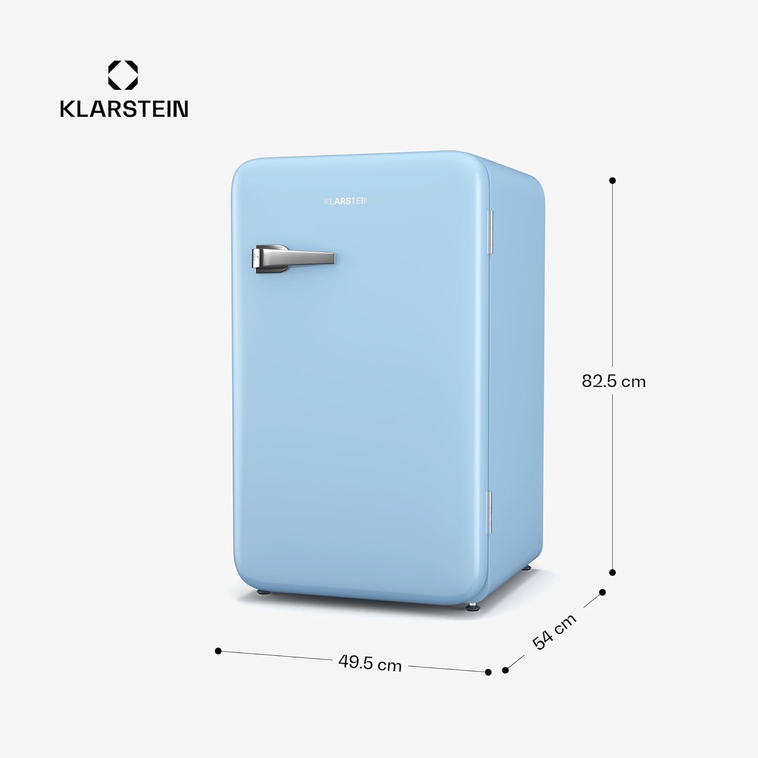 Klarstein Audrey Evo 112L Retro Mini-Kühlschrank - Leise 40 dB, Flexibel Mit Wendetür & Verstellbaren Füßen, Kompakter Kleiner Kühlschrank Für Schlafzimmer & Büros, Blau