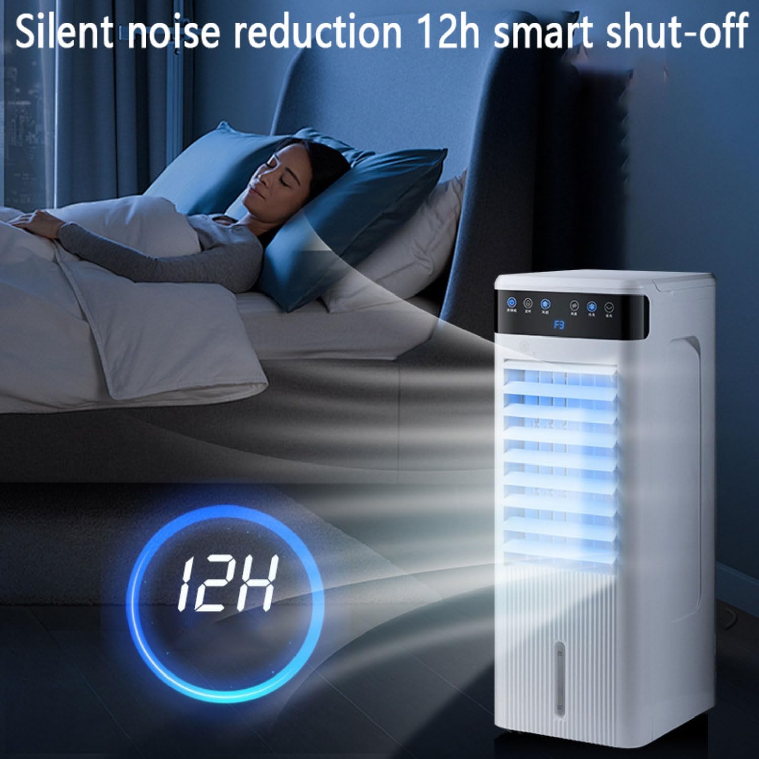 Klimaanlage mobil Luftkühler Mobiles Klimageräte 5L Ventilator mit 3Windgeschwindigkeiten Wassertank 12H Timer Abnehmbare Wassertank Leise Luftkühler Air Conditioner für Schlafzimmer Büro