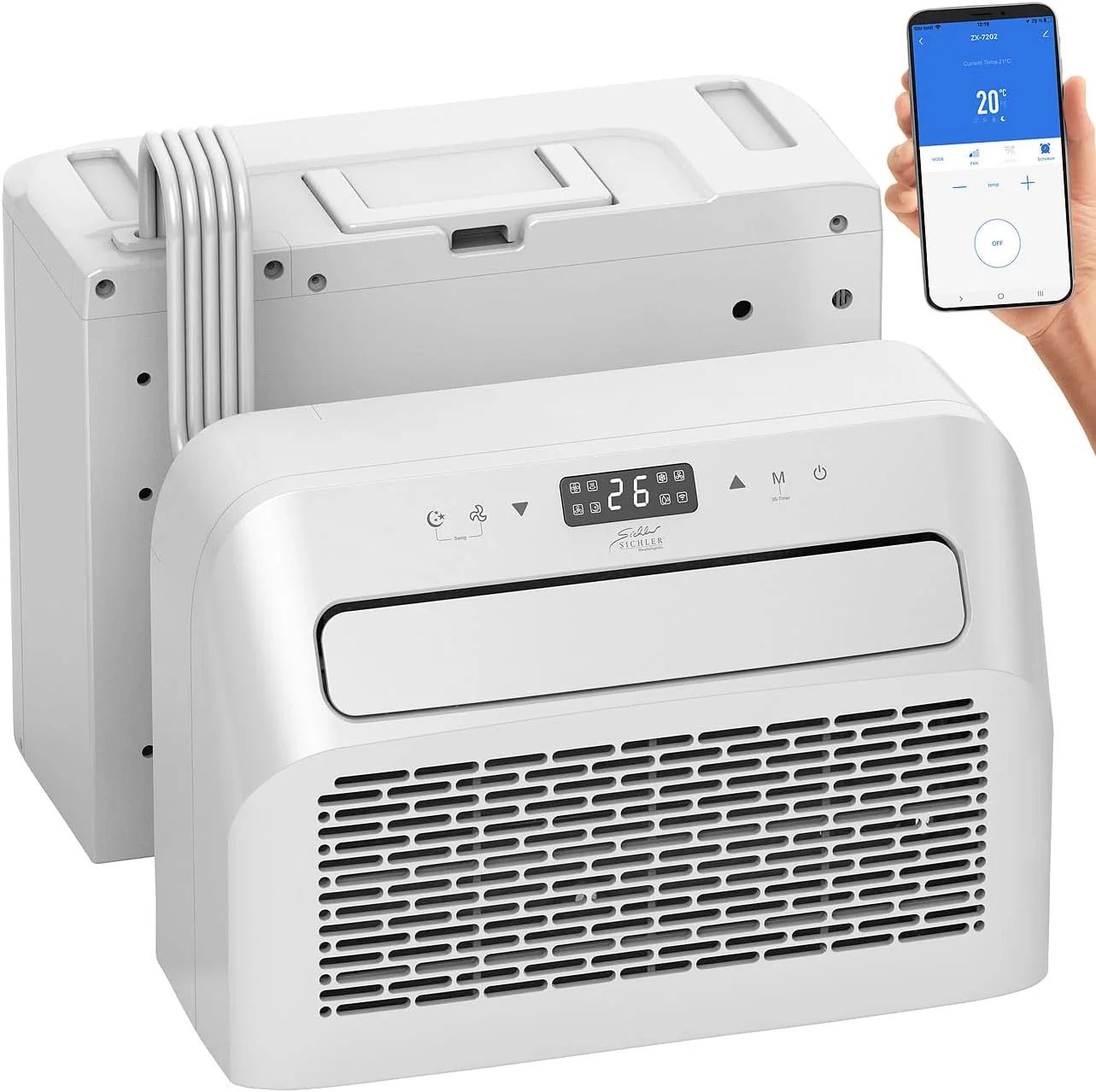 Sichler Haushaltsger?te Mobiles Klimager?t: Mobile Split-Klimaanlage, Entfeuchterfunktion, WLAN & App, 5.000 BTU/h (Klimaanlage Wohnwagen, Mini Split Klimaanlage, Klima Splitger?t Bohren)