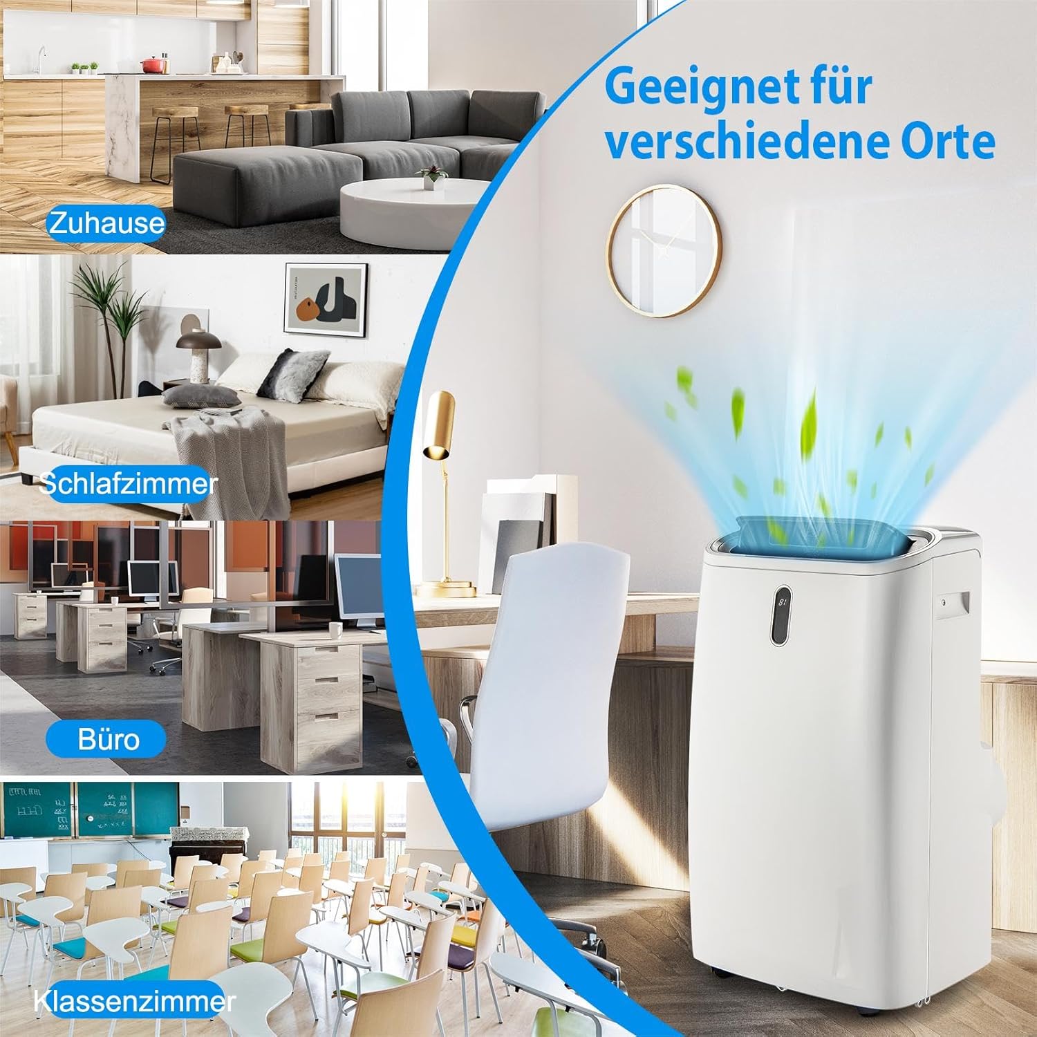 SOARS Klimaanlage mobil, 16000BTU 4,7kW, Kühlen & Heizen & Ventilieren & Entfeuchten, Klimagerät mit Abluftschlauch, Fernbedienung/App, 24H Timer, für Räume bis zu 50m² (16000BTU 4,7kW)