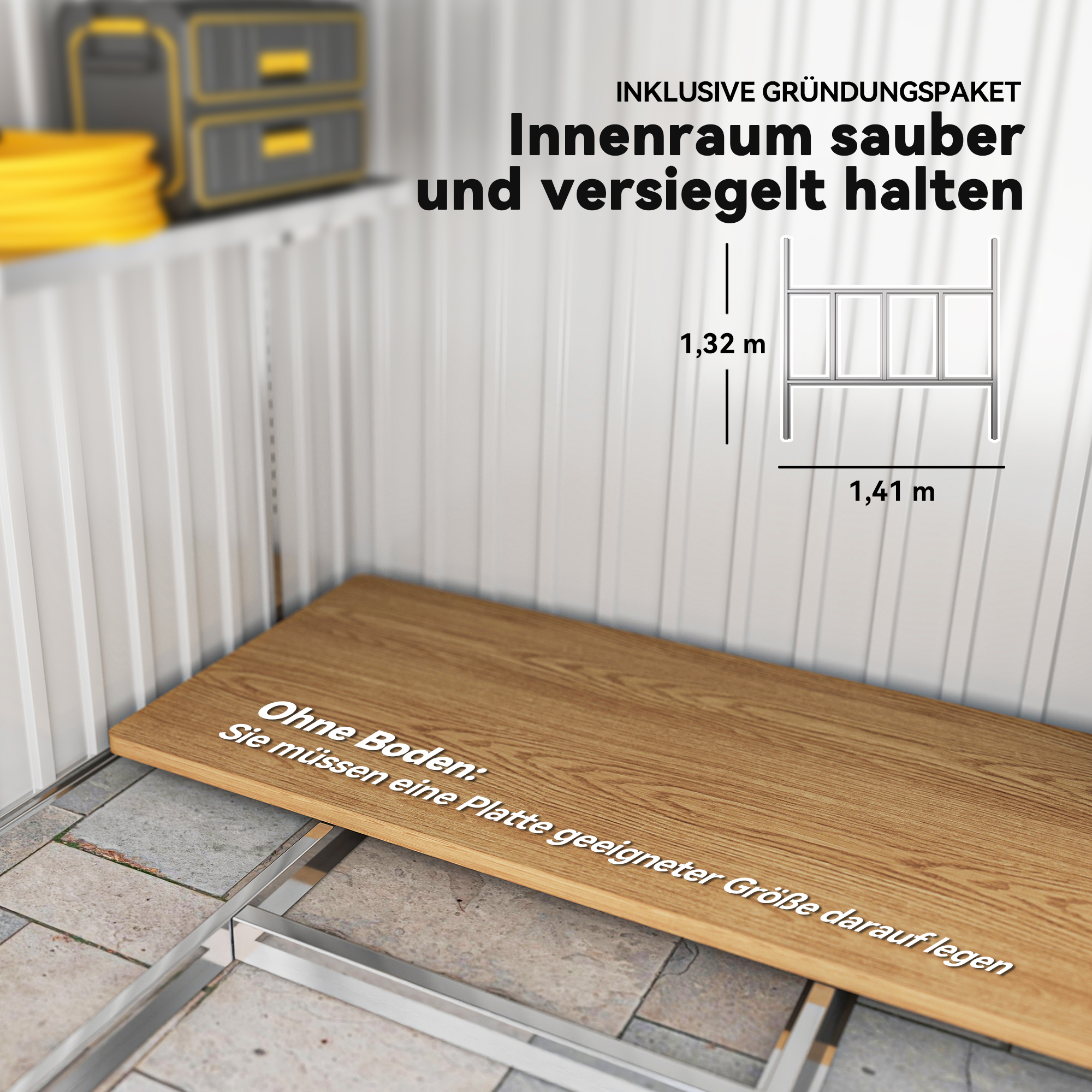 Metalen tuinberging 2,81m2 154x206,5x181 cm met pultdak en fundament