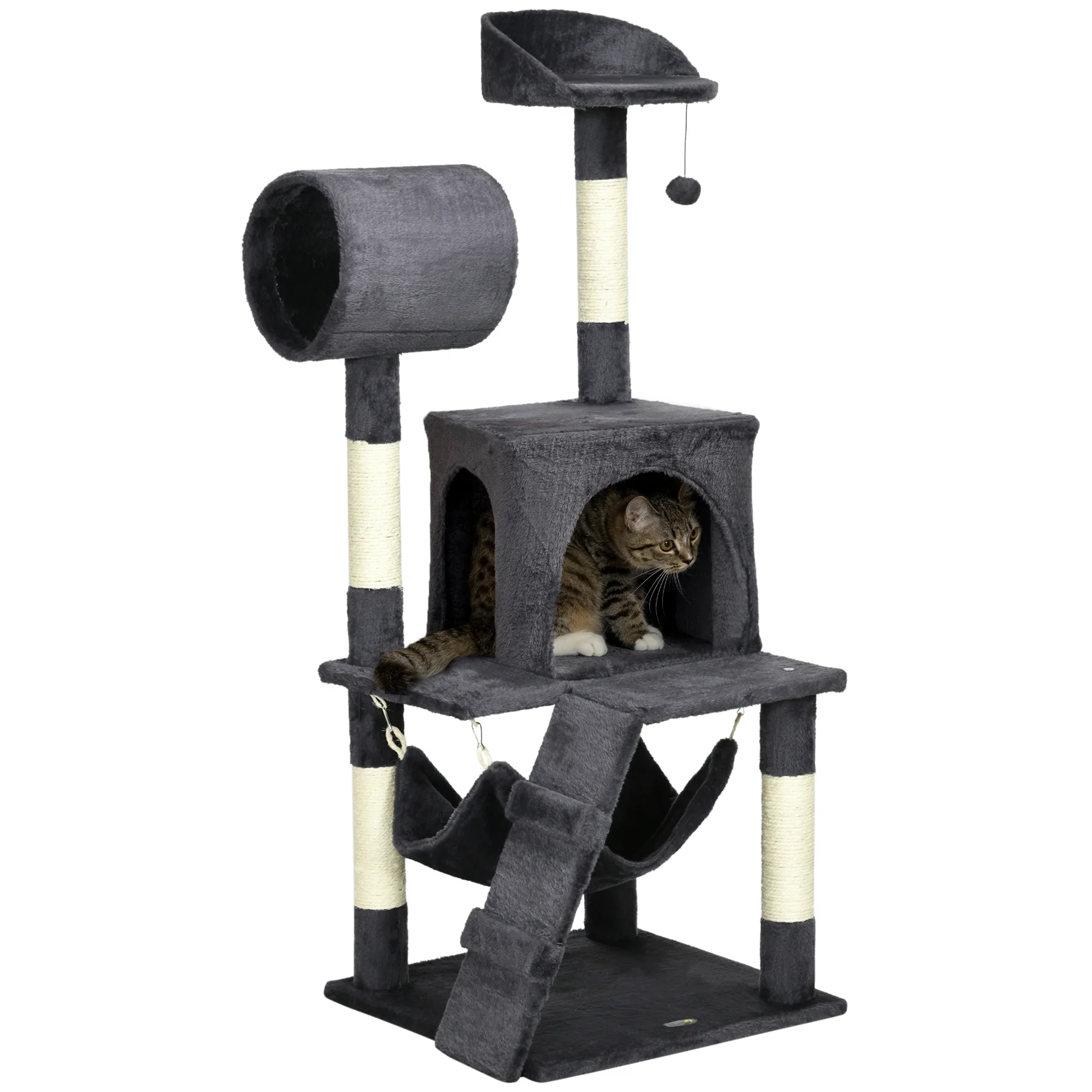 PawHut Krabpaal Kattenmeubels met Kattenhuis Hangmat Speelgoed