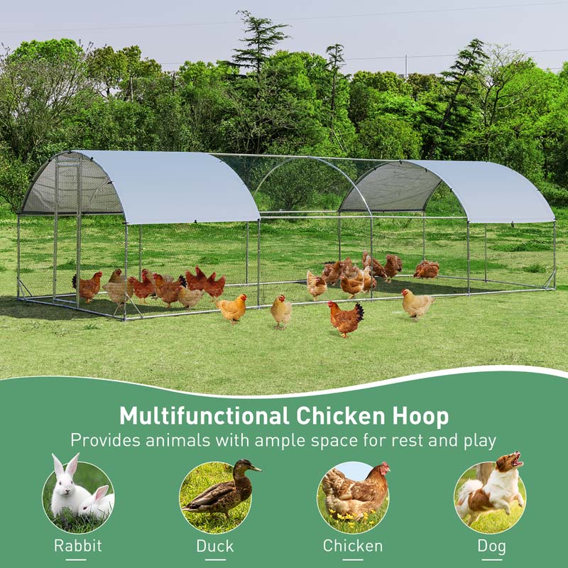 25 Ft Large Metal Chicken Coop Walk In Dome Poultry Cage Hen Run House Rabbits Habitat Cage With Cover - Waterproof Protective Cover