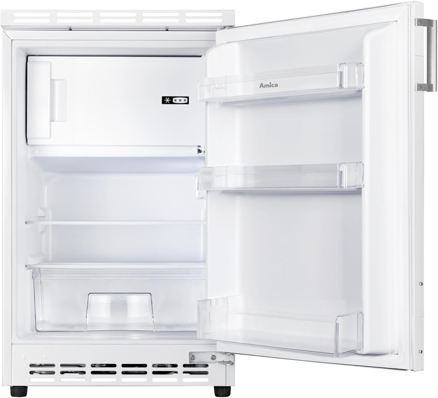 Amica Unterbau Kühlschrank dekorfähig für 815 cm Nische elektronische Steuerung Inverter Kompressor LED Beleuchtung Tür-Offen-Alarm, 82 liters