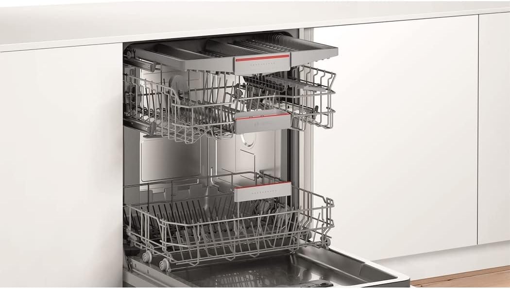 Bosch SMV4ETX08E, Serie 4, Smarter Geschirrspüler Vollintegriert 60 cm, Besteckkorb, Spülmaschine mit Programmassistent, besonders Leise, Rackmatic, Automatische Türöffnung, InfoLight, AquaStop