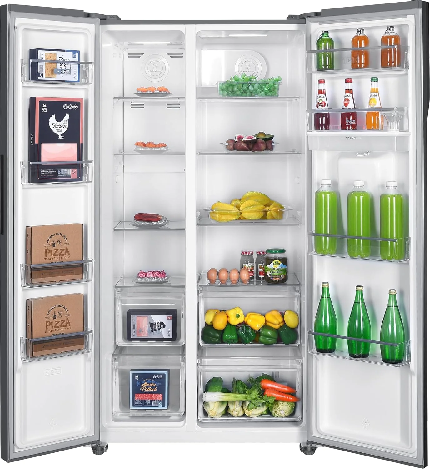 Beko GNO5322WDXPN Side-by-Side, Koelkast, Vriesvak, 532 l totaalvolume, 347 liter koelruimte, 185 liter vriesruimte, multifunctioneel display, NoFrost, waterdispenser, RVS