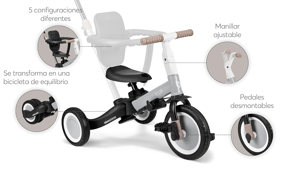 KikkaBoo Triciclo Evolutivo de Bebé 5 en 1 Flip