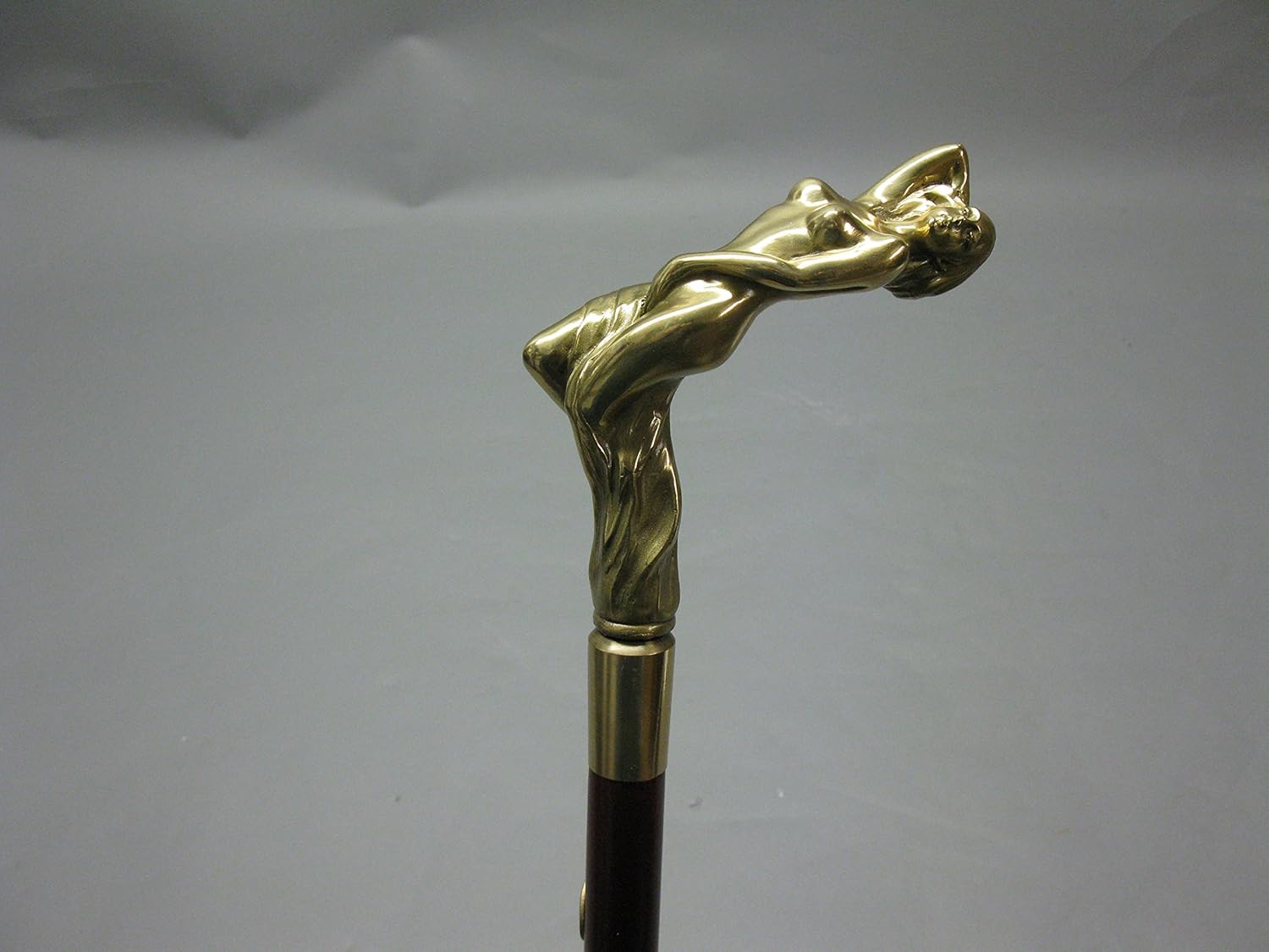 Holz Akt Gehstock mit Messinggriff Spazierstock 95cm Wanderstock M61 Walking Stick