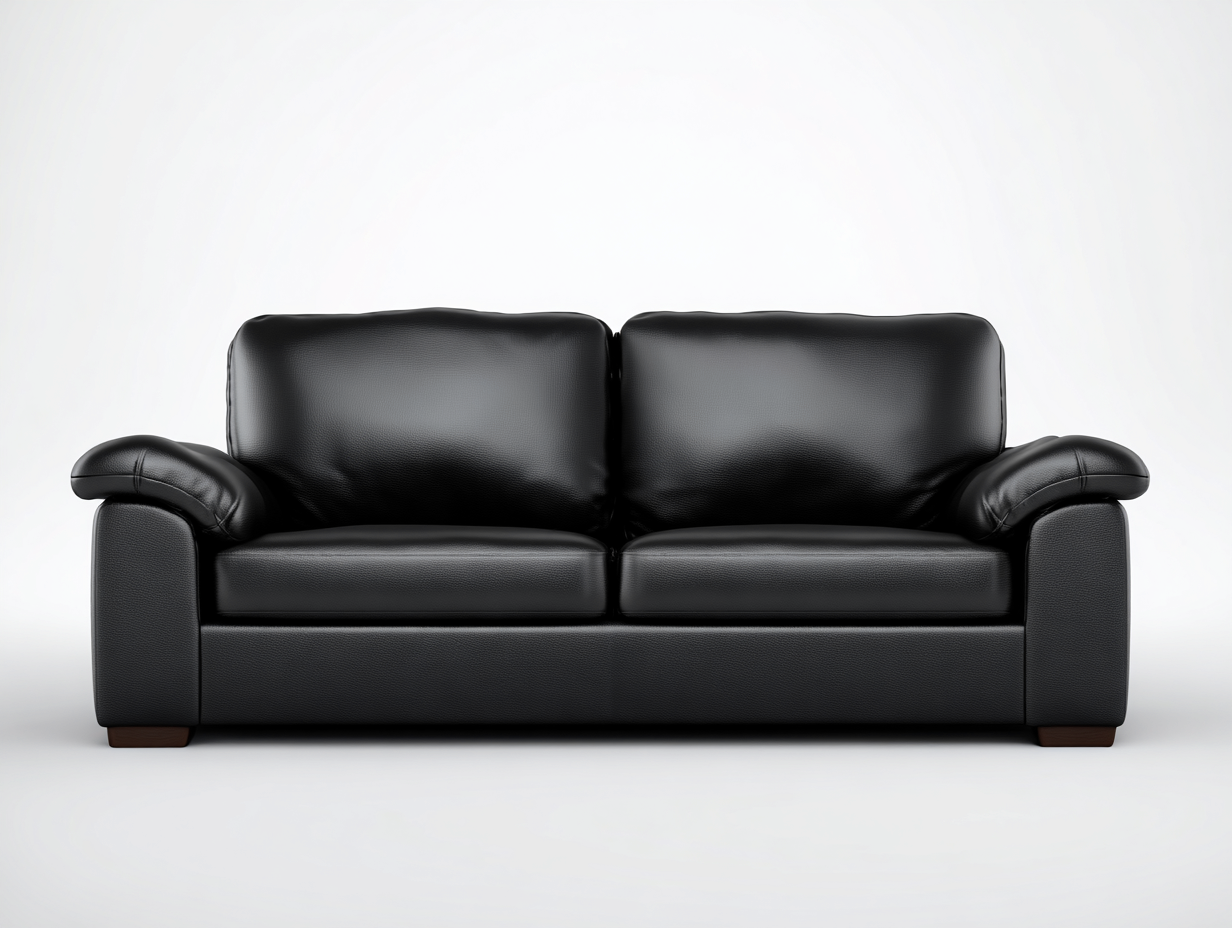 Zweisitzer Sofa Kunstleder 175x90x80 cm - Schwarz - Geeignet für Wohnzimmer - Klassisches Design
