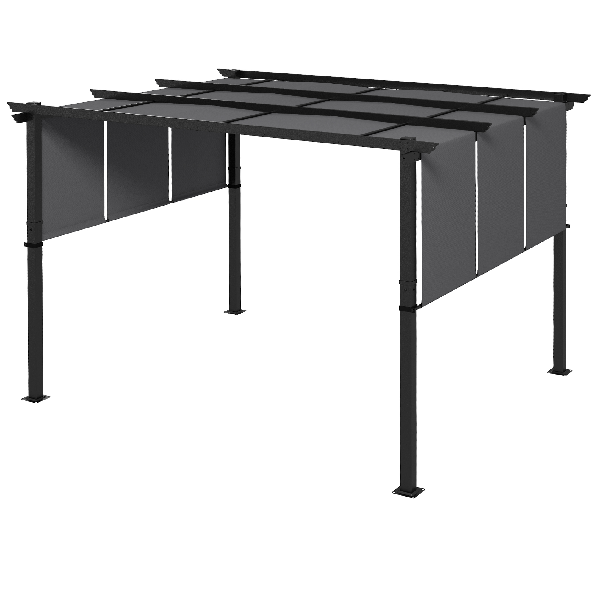 Zonnescherm Markies. Pergola, weerbestendig, inclusief bevestigingsmateriaal, 3 x 3,5 m, Donkergrijs