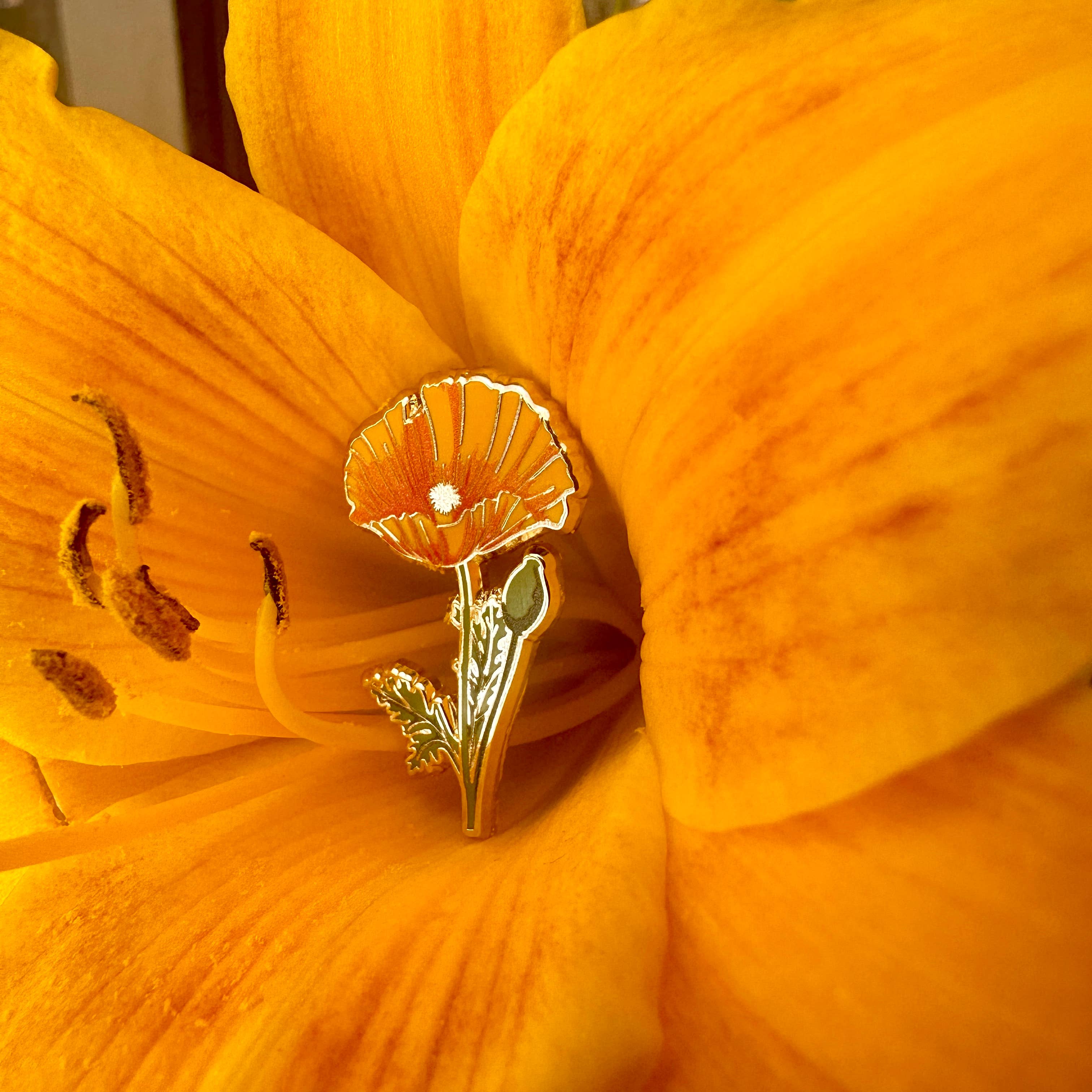 California Poppy Flower Enamel Pin