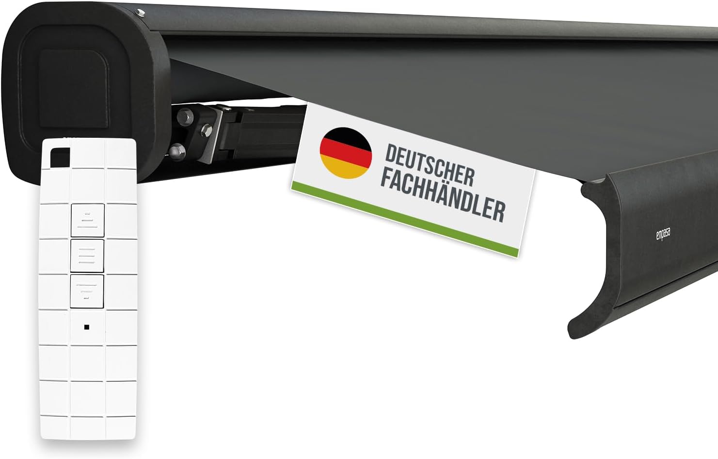 empasa Elektrische Kassettenmarkise 'Classic' Gelenkarmmarkise Markise Sonnenmarkise Sonnenschutz, komplett vormontiert, Farbe:anthrazit, Größe:3 x 2.5 m
