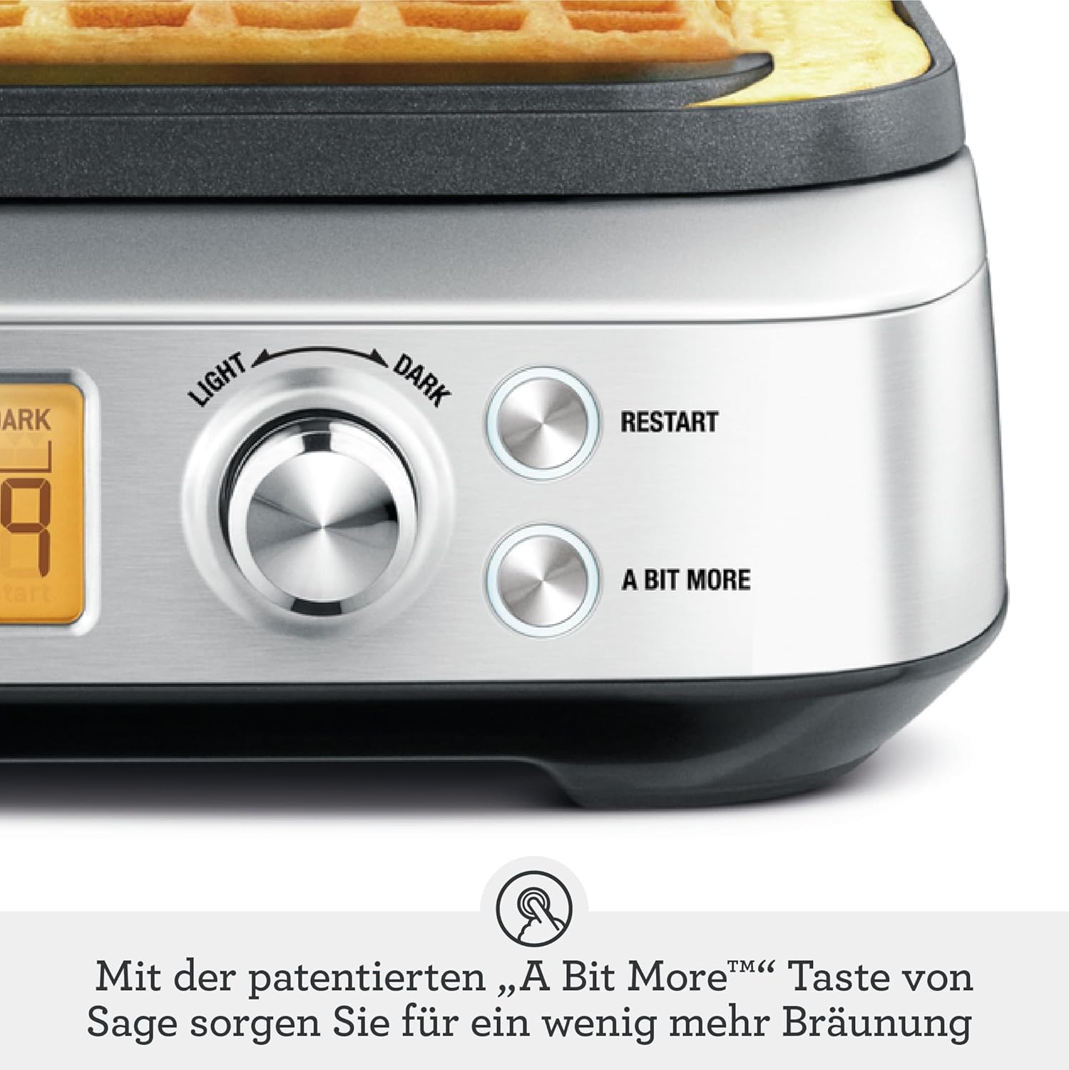 Sage - The Smart Waffle Pro - Waffeleisen - 4 Teigeinstellungen inkl. Belgische Waffeln, Klassische Waffeln - 12 Bräunungseinstellungen, 1000W Leistung, Einfach zu Reinigen - Gebürsteter Edelstahl