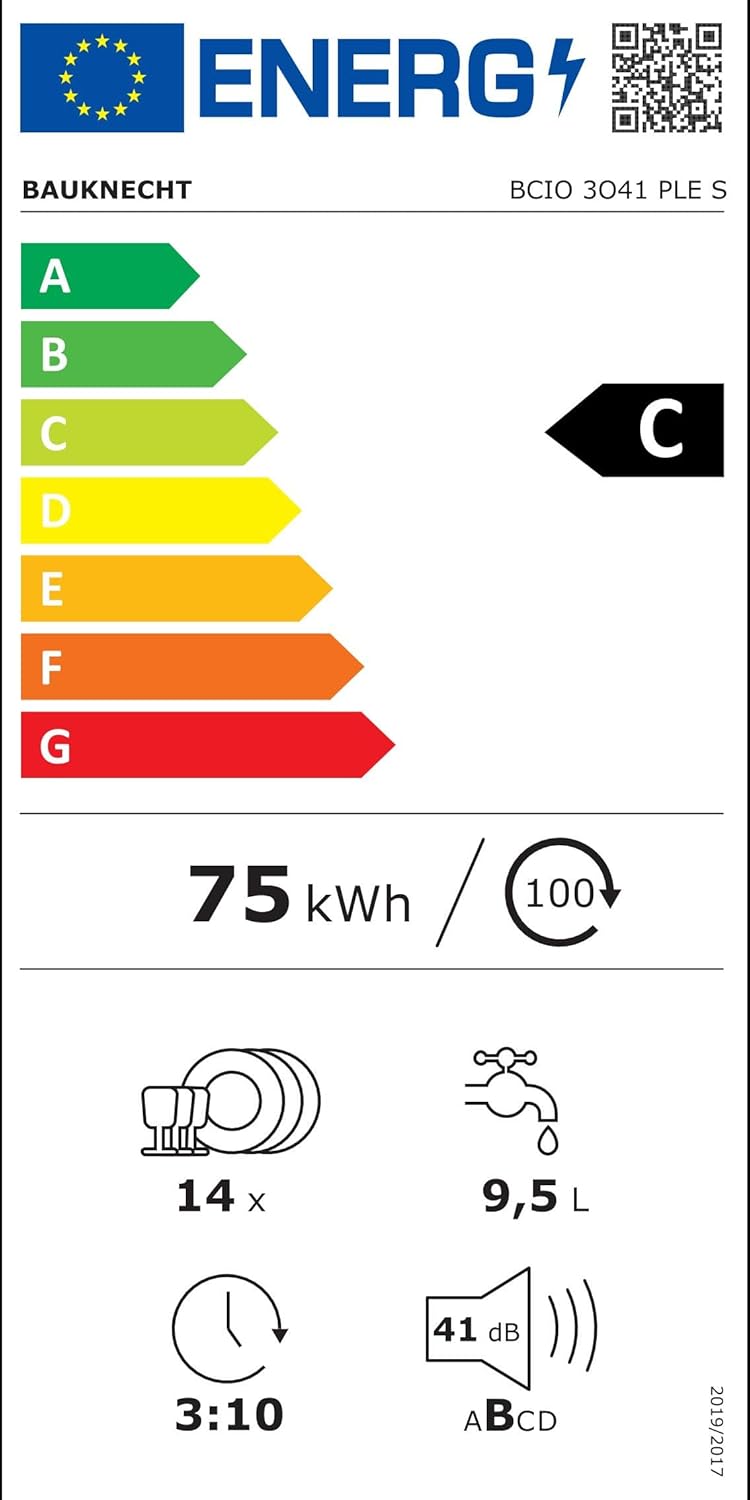 Bauknecht BUO 3O41 PLT X Unterbau-Geschirrspüler 60 cm /14 Maßgedecke /10 Standardprogramme und 1 Sensorprogramm/PowerClean/ActiveDry/Besteckschublade/Vollwasserschutz